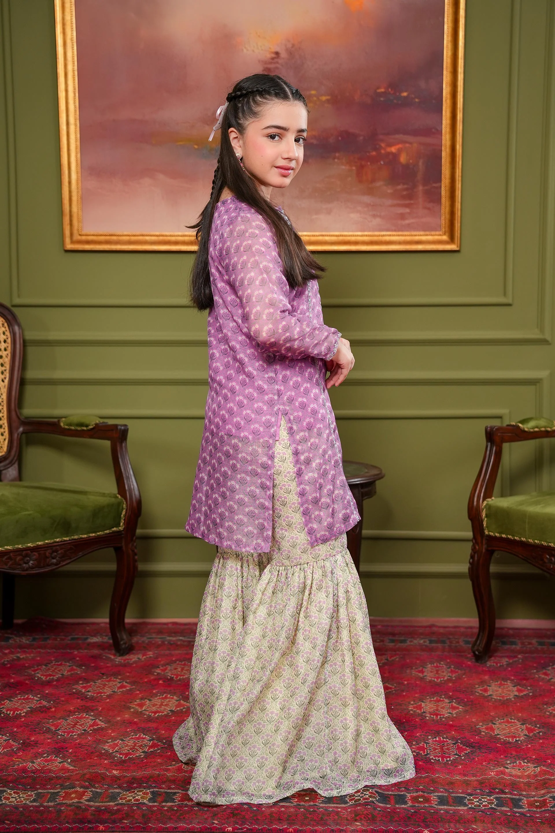 Embroidered Shirt With Gharara (DGFS-39) - Image 4