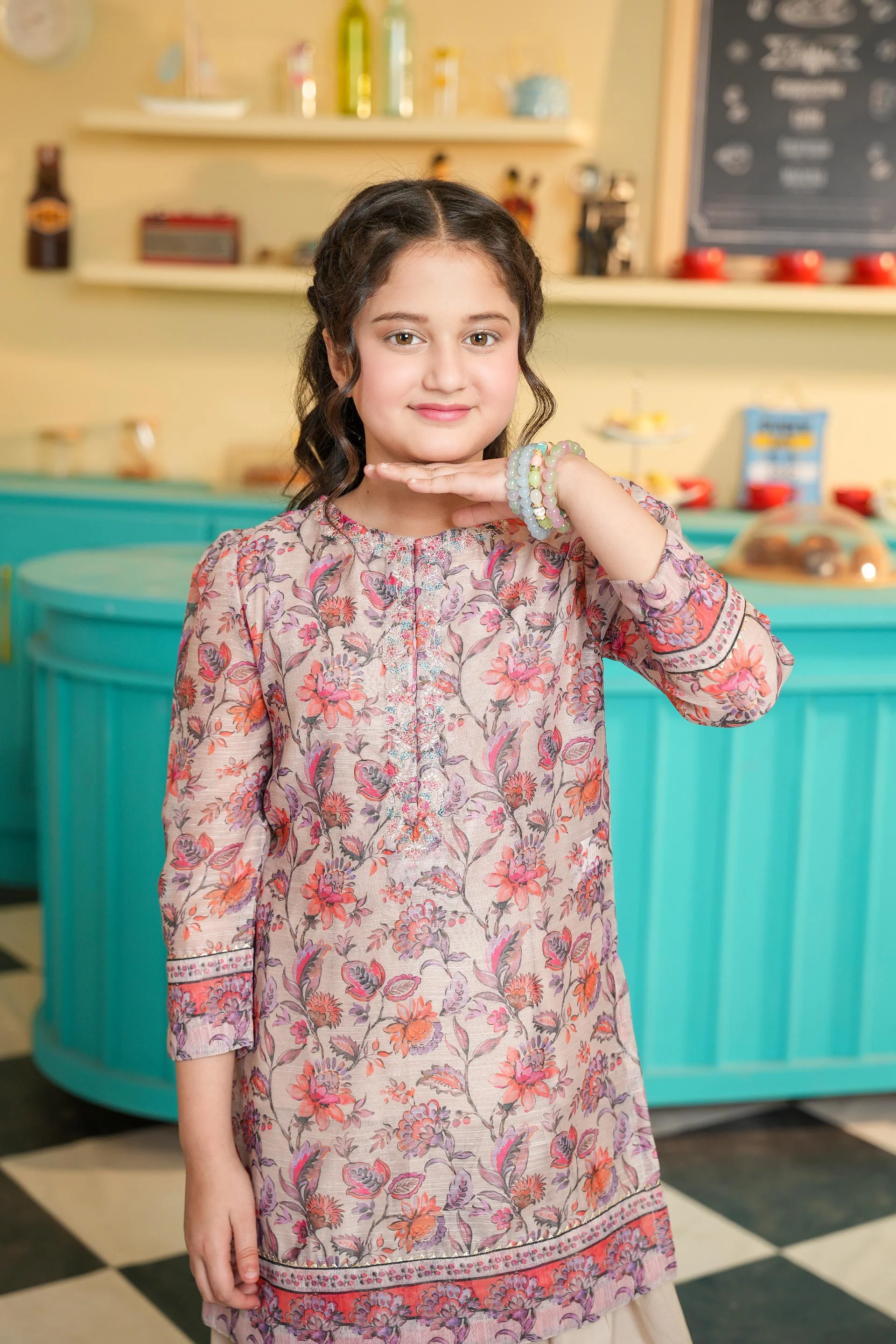 Embroidered Kameez With Slip And Shalwar (DGFS-51) - Image 2