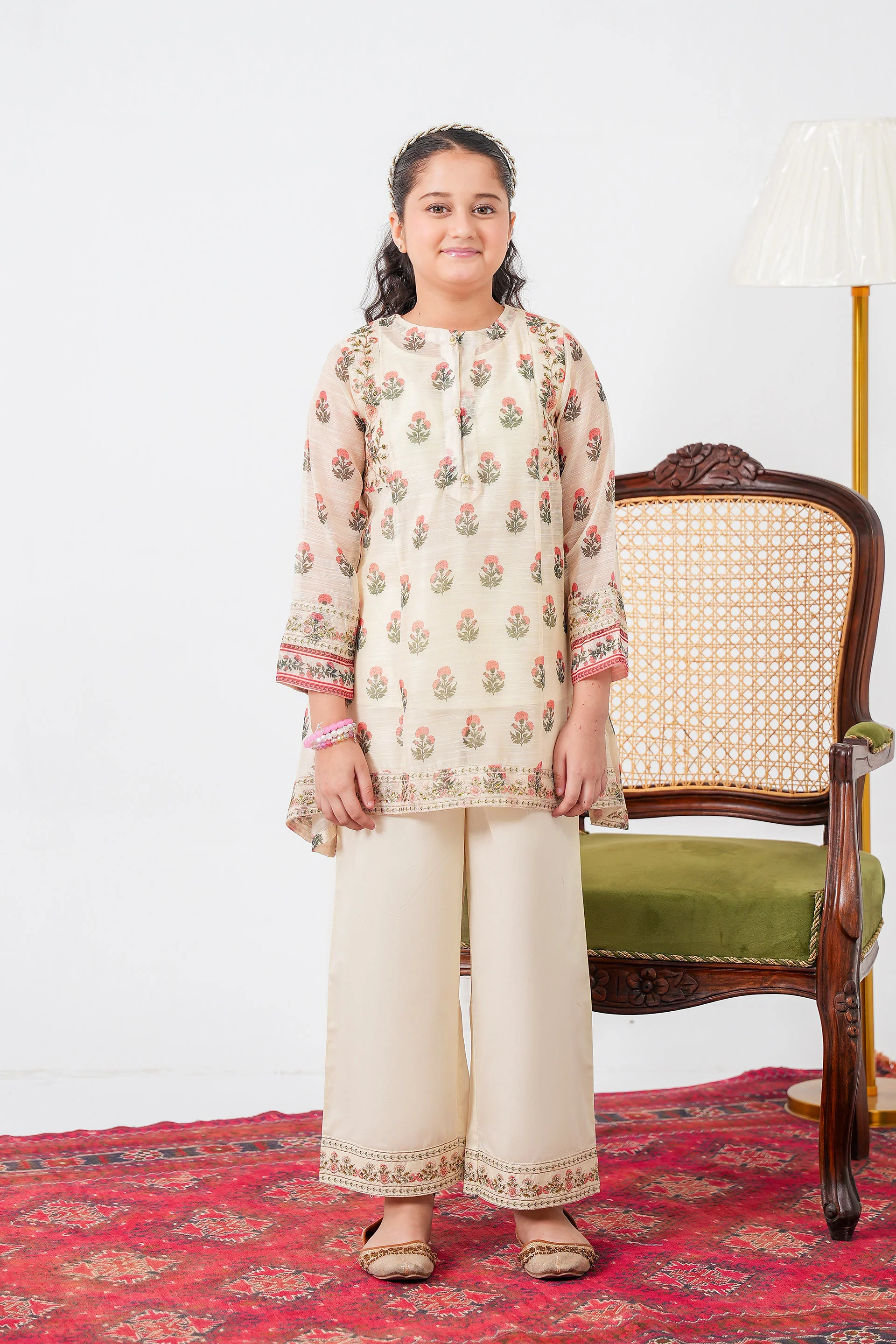 Embroidered Kameez With Slip And Trousers (DGFS-56)