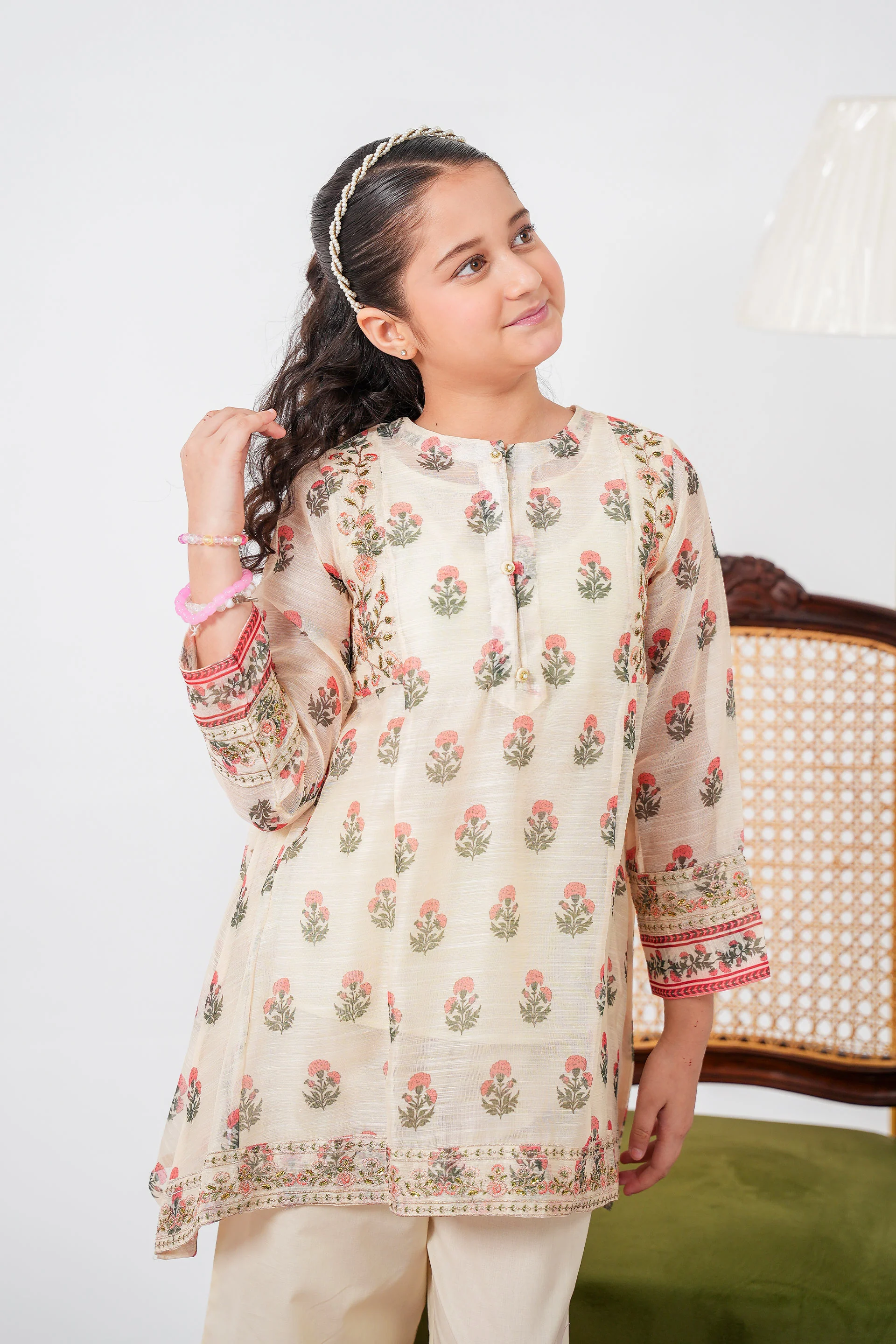 Embroidered Kameez With Slip And Trousers (DGFS-56) - Image 2
