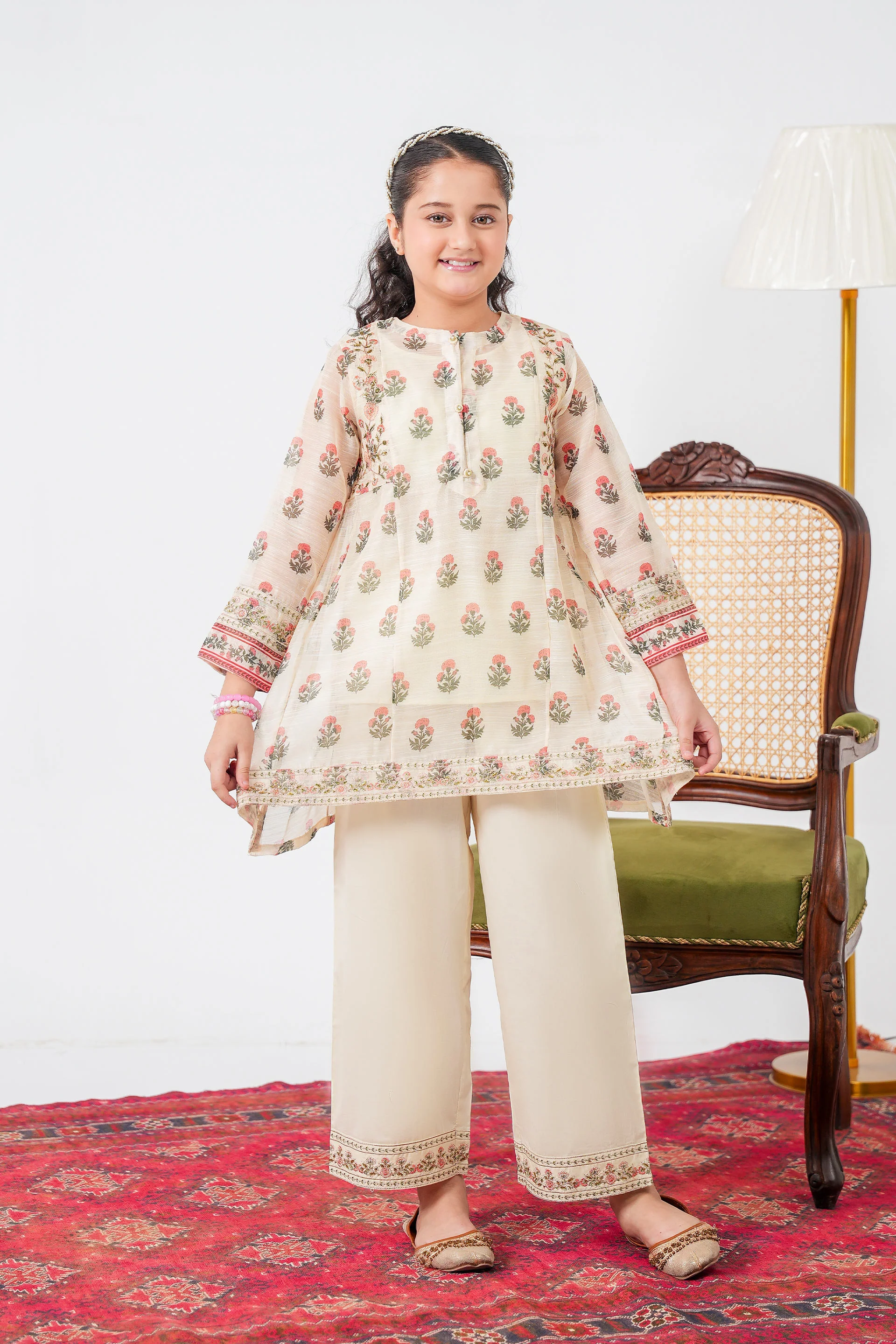Embroidered Kameez With Slip And Trousers (DGFS-56) - Image 3