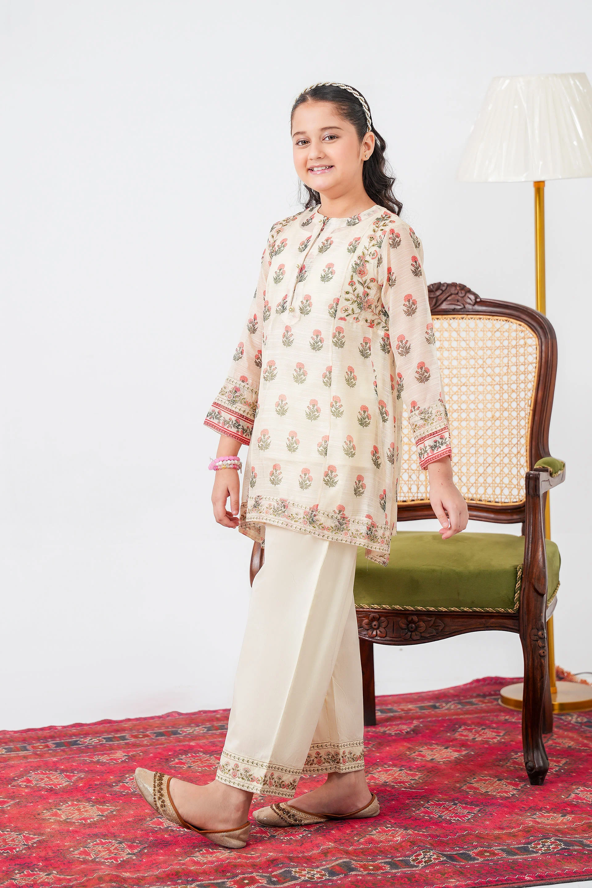 Embroidered Kameez With Slip And Trousers (DGFS-56) - Image 4