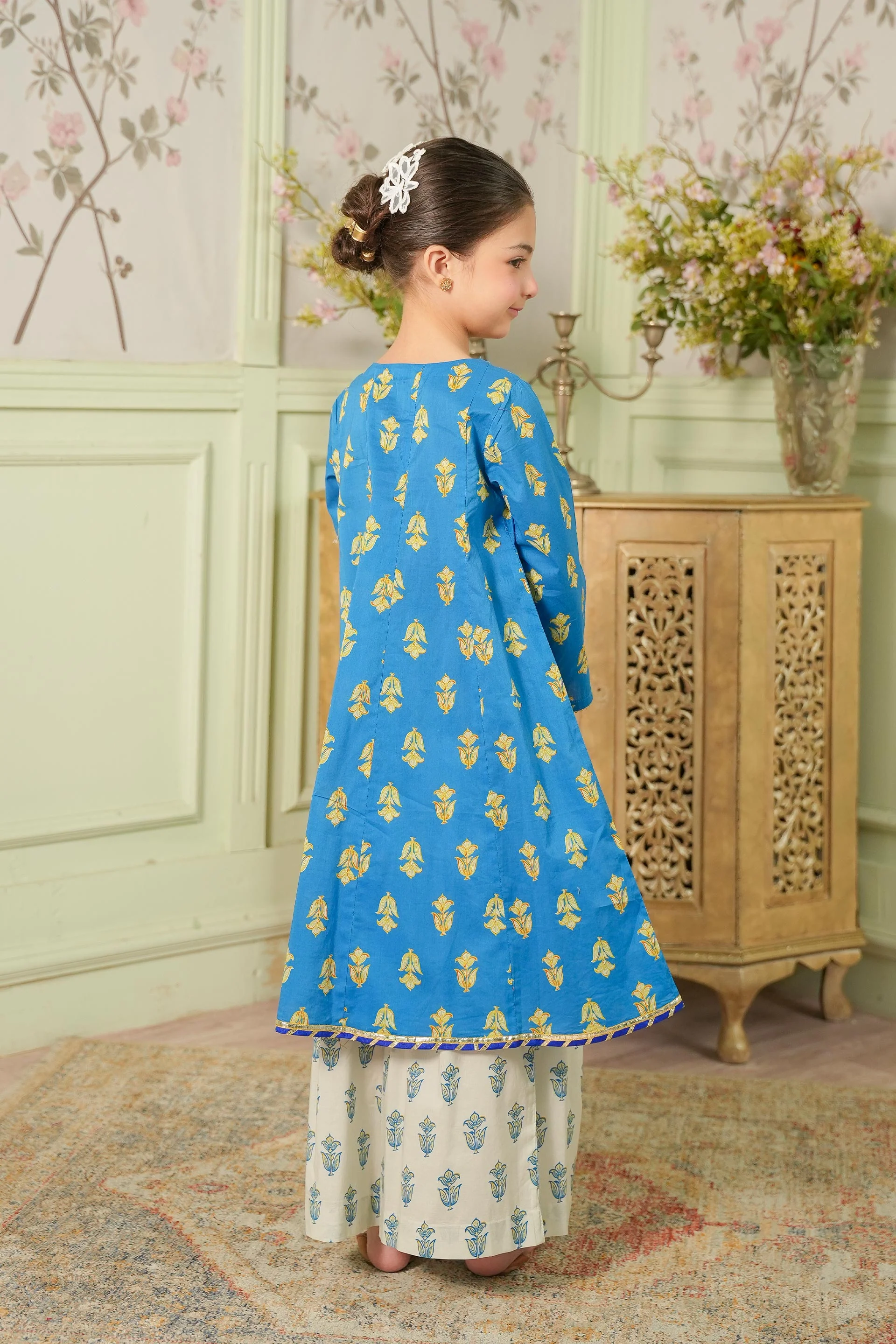 Print +Emb Frock With Trousers (DGFS2-03) - Image 4