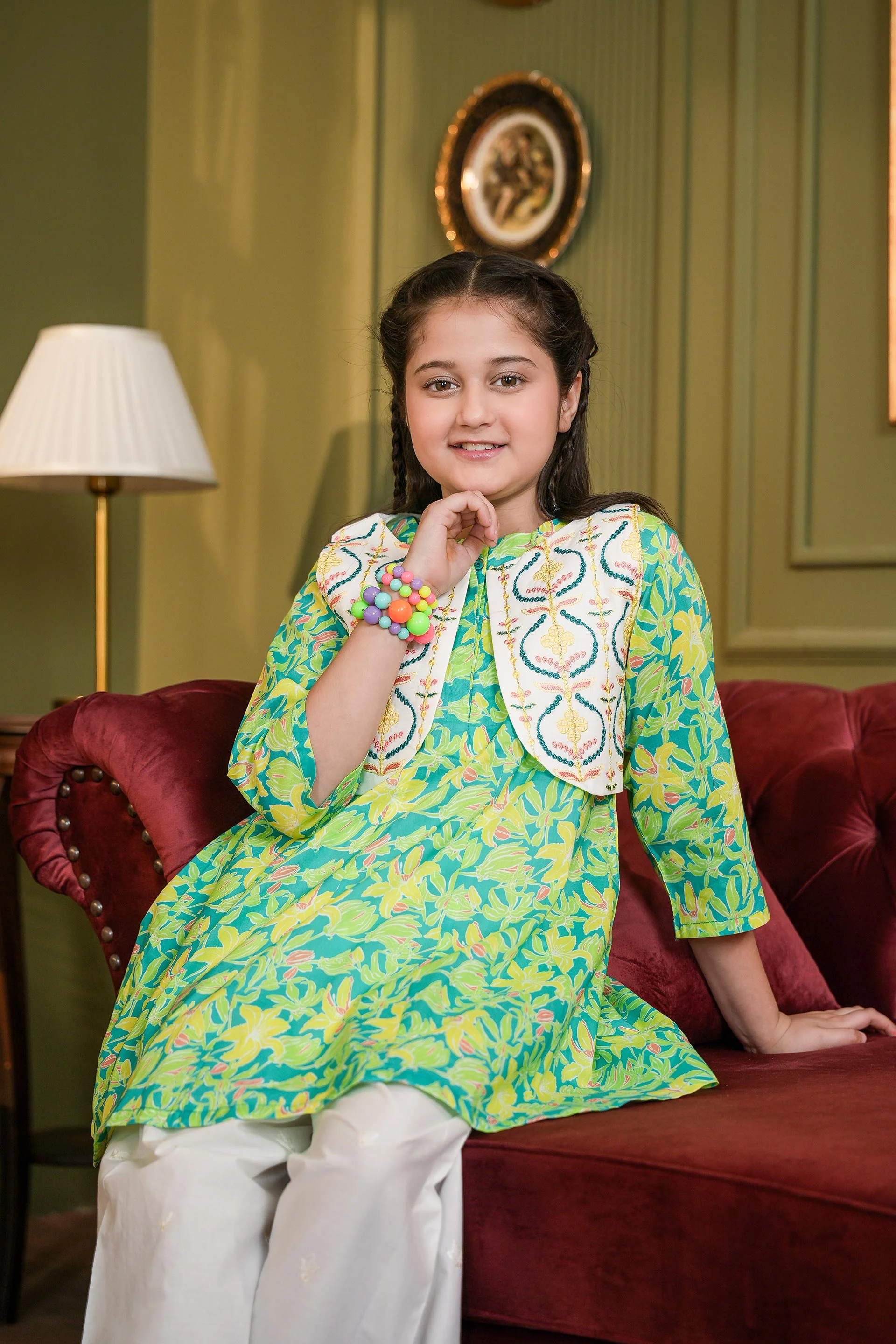 Embroidered Waistcoat With Kurti (DGK-430) - Image 4