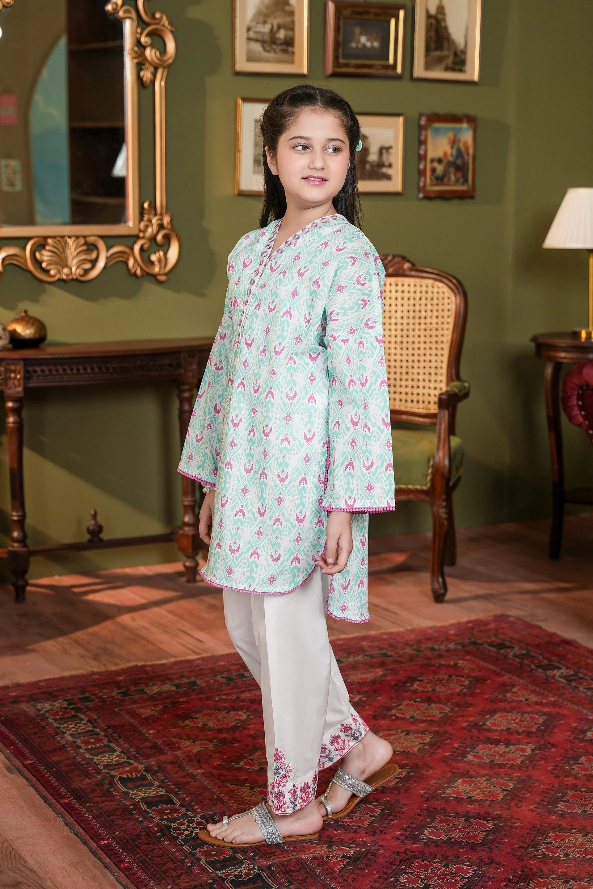 Embroidered Kameez And Embroidered Shalwar (DGKS-218) - Image 2