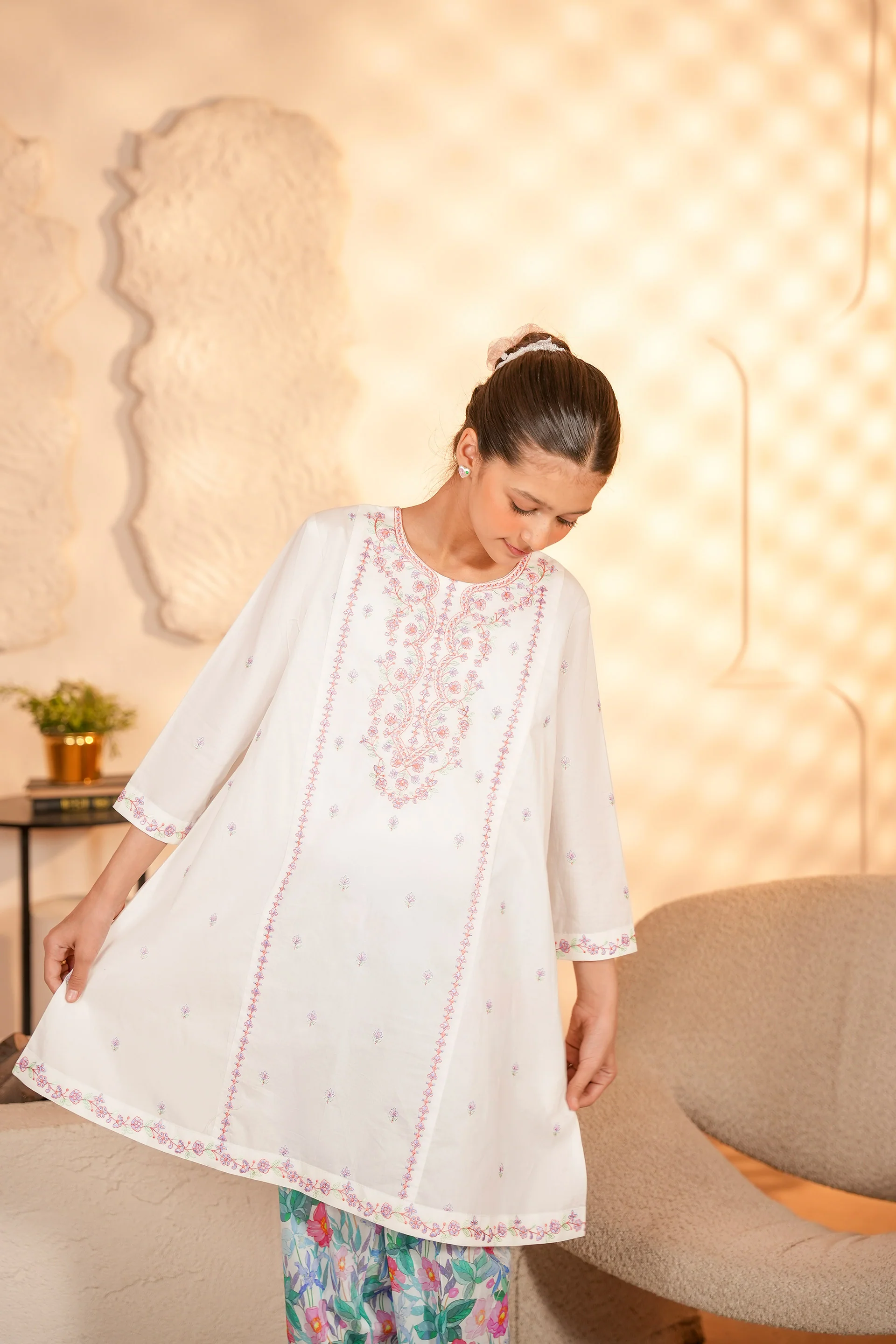 Embroidered Kameez With Printed Shalwar (DGKS-224) - Image 3