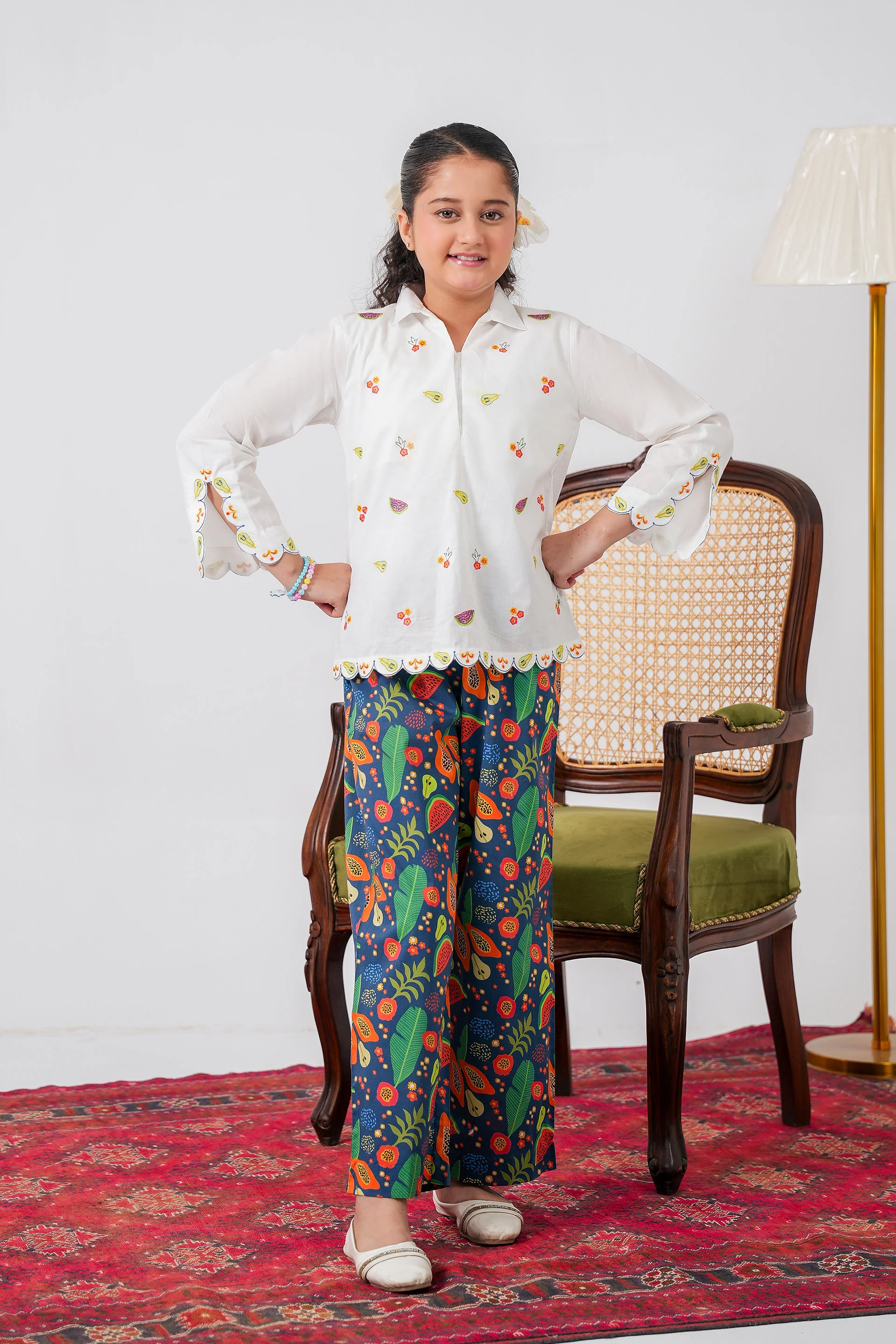 Embroidered Top With Printed Skirt (DGWS-28) - Image 6