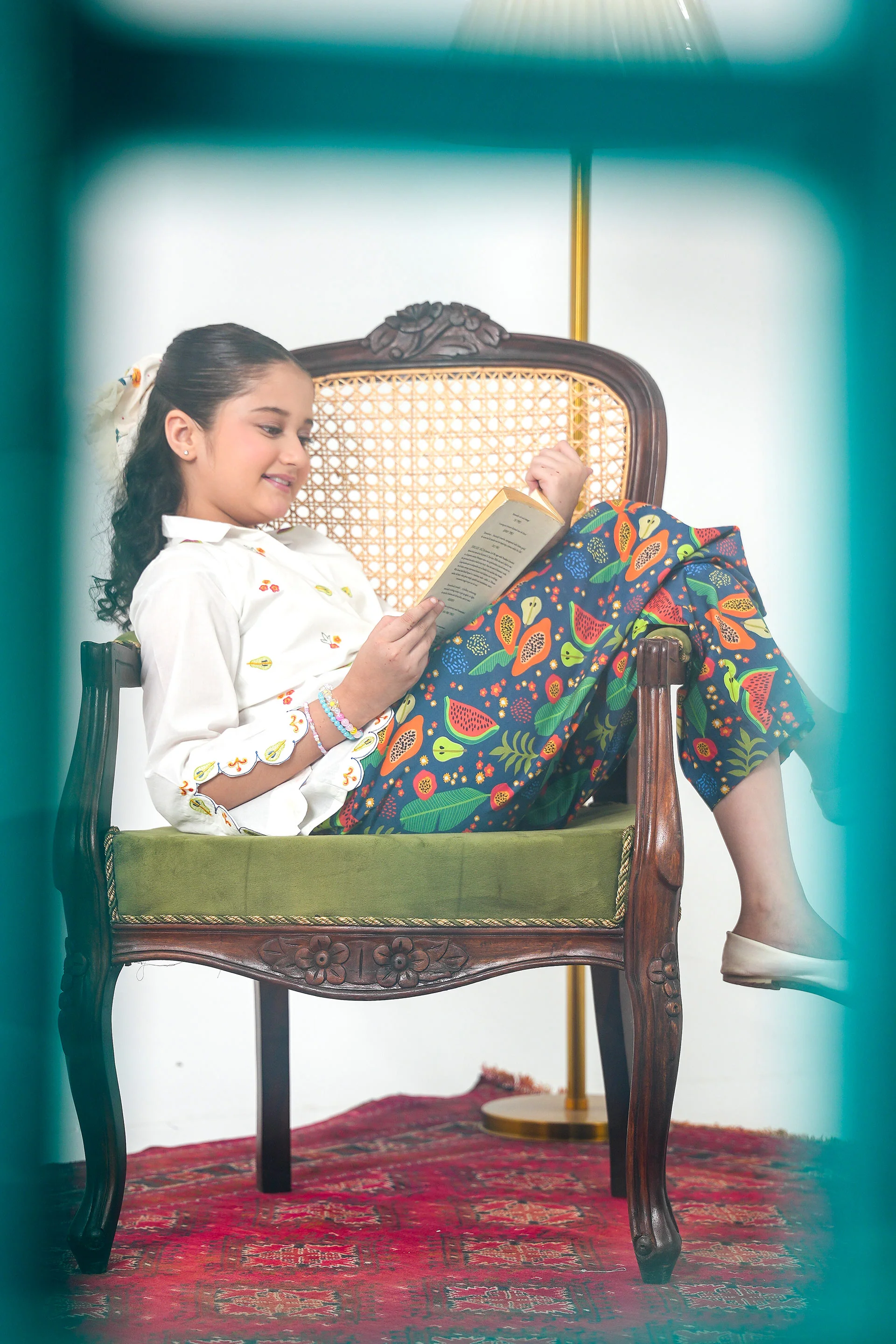 Embroidered Top With Printed Skirt (DGWS-28) - Image 7
