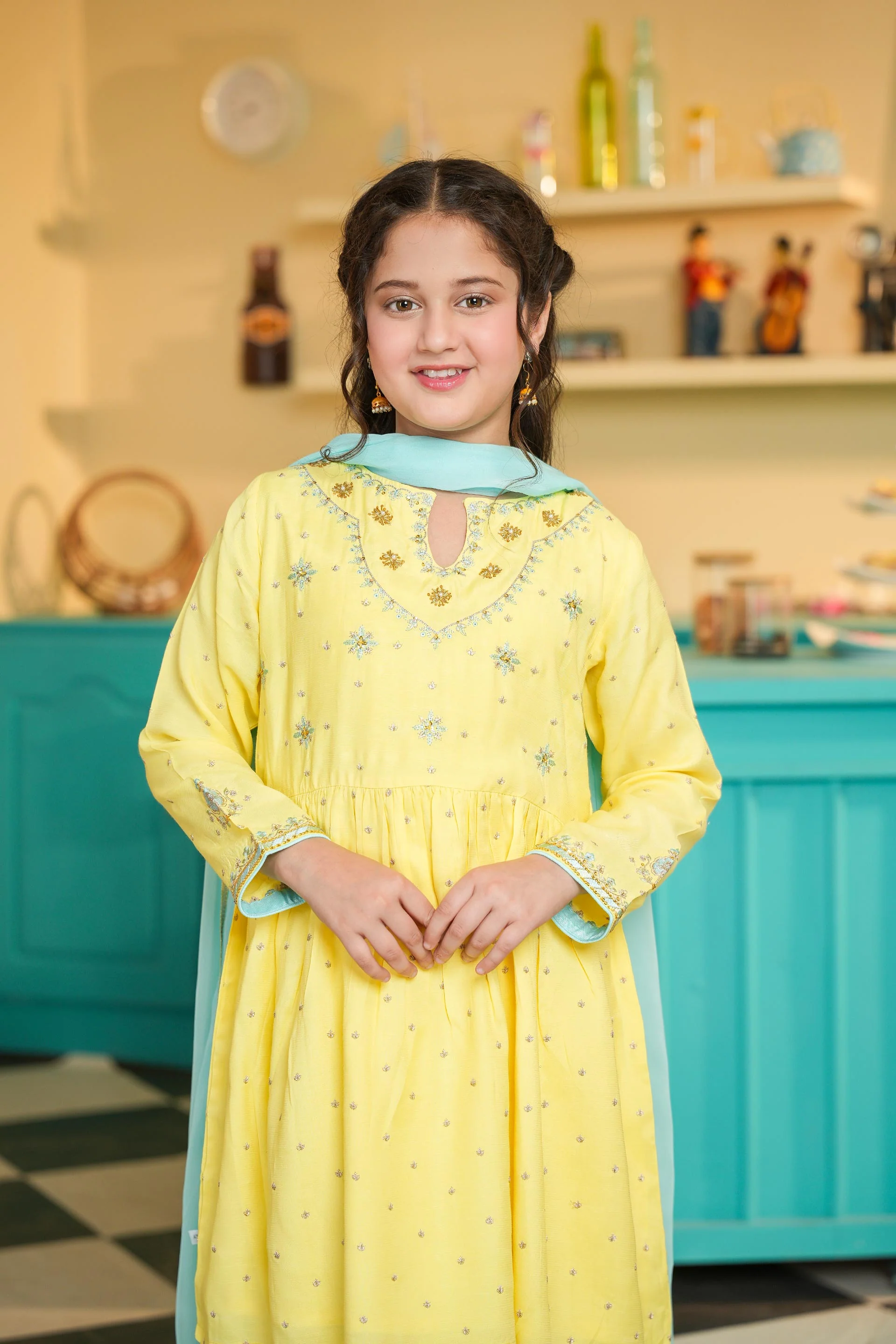 Embroidered Peplum With Plazo Pants And Dupatta. (EFW-09) - Image 2