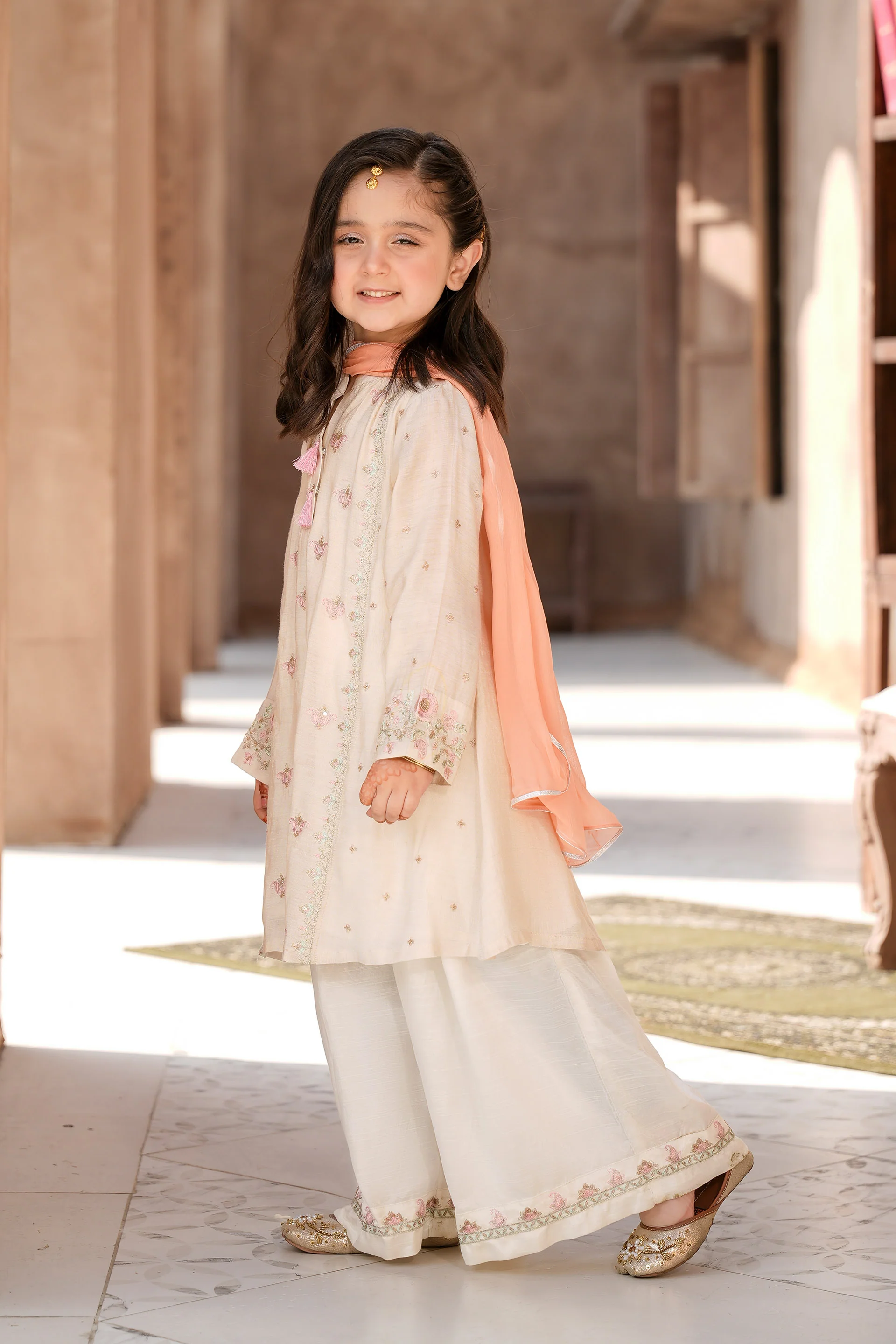 Short Shirt With Sharara And Dupatta (EFW-16) - Image 3