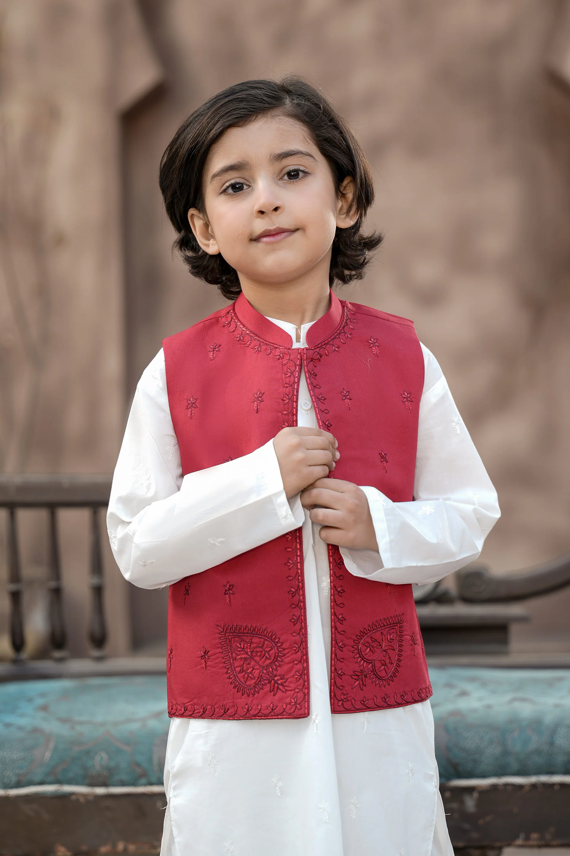 Embroidered Waistcoat (Emb Color Option)And Emb Inner( Shirt And Trousers) (FBKSW2-02A) - Image 2