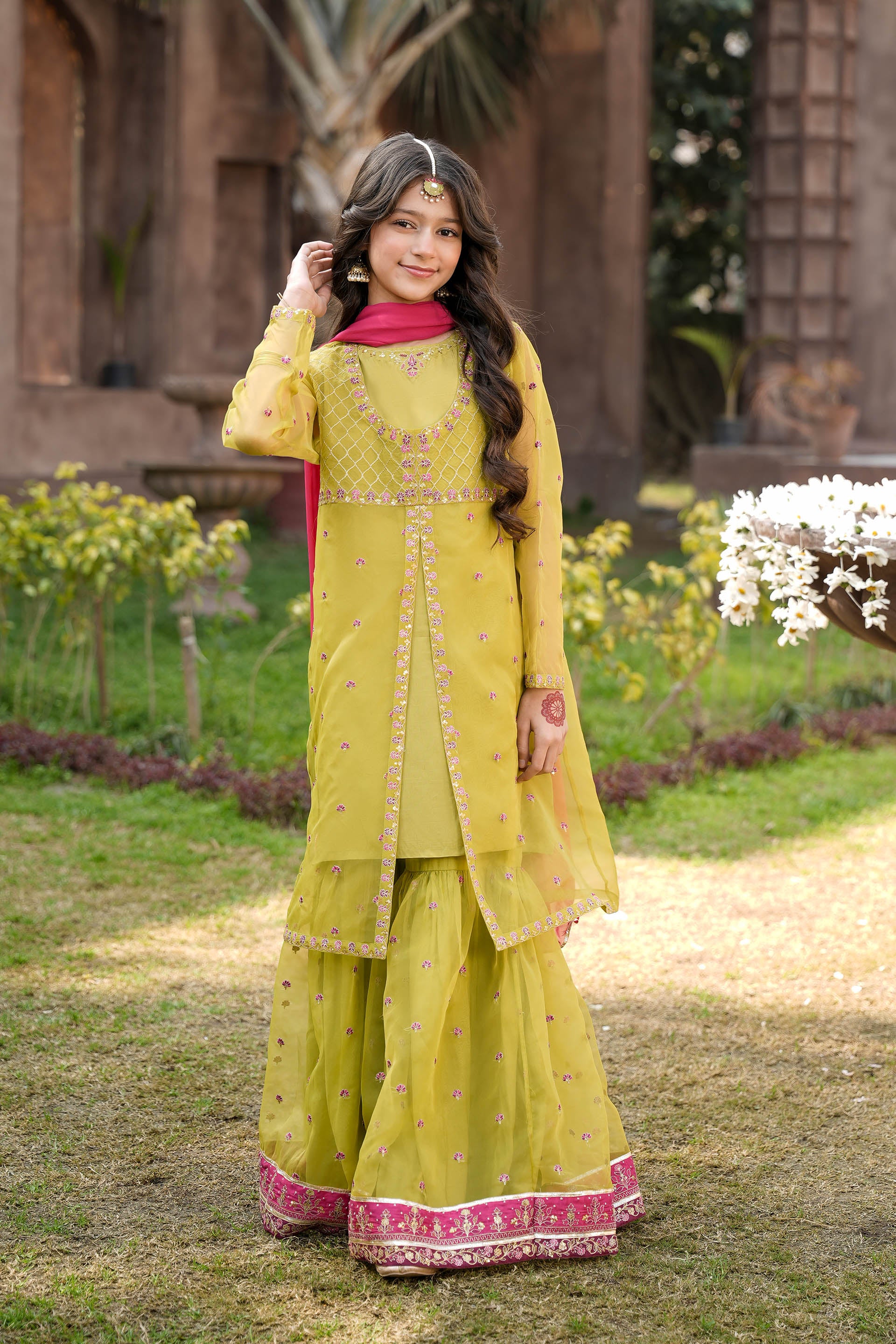 Embellished Gown, Shirt & Gharara With Dupatta (GPW-1145) - Image 3