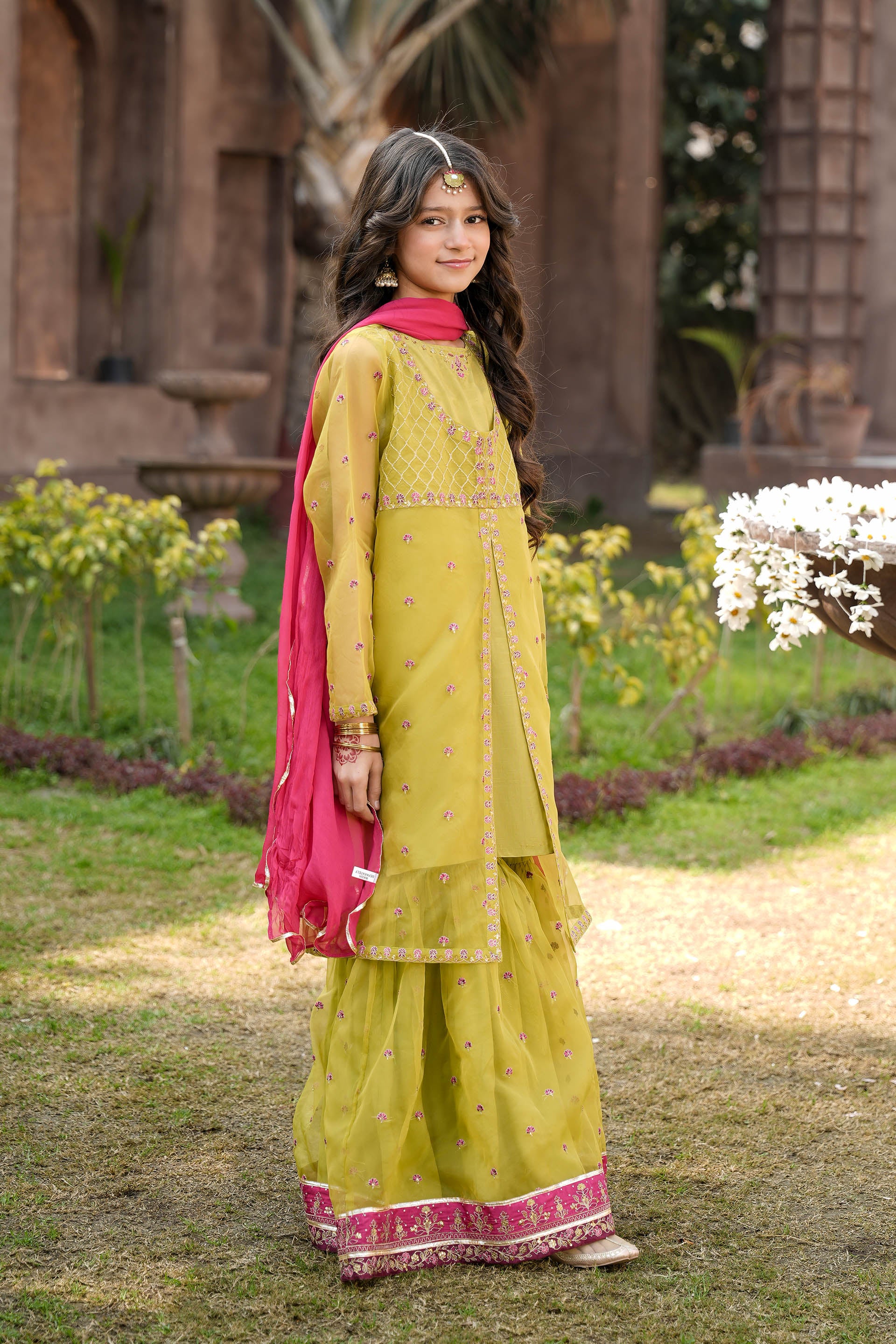 Embellished Gown, Shirt & Gharara With Dupatta (GPW-1145) - Image 4