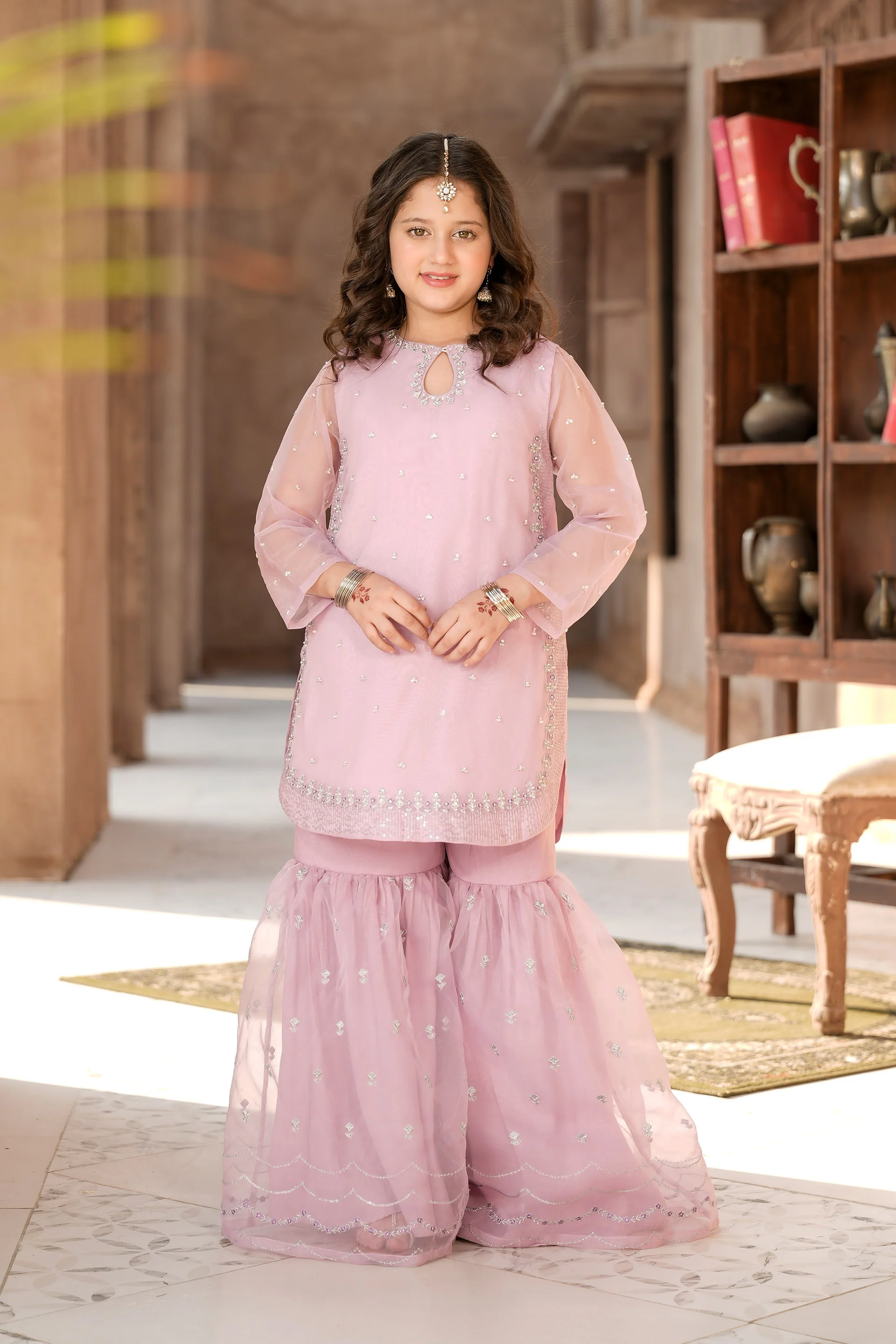 Embellished Kameez & Gharara With Dupatta (GPW-1147)