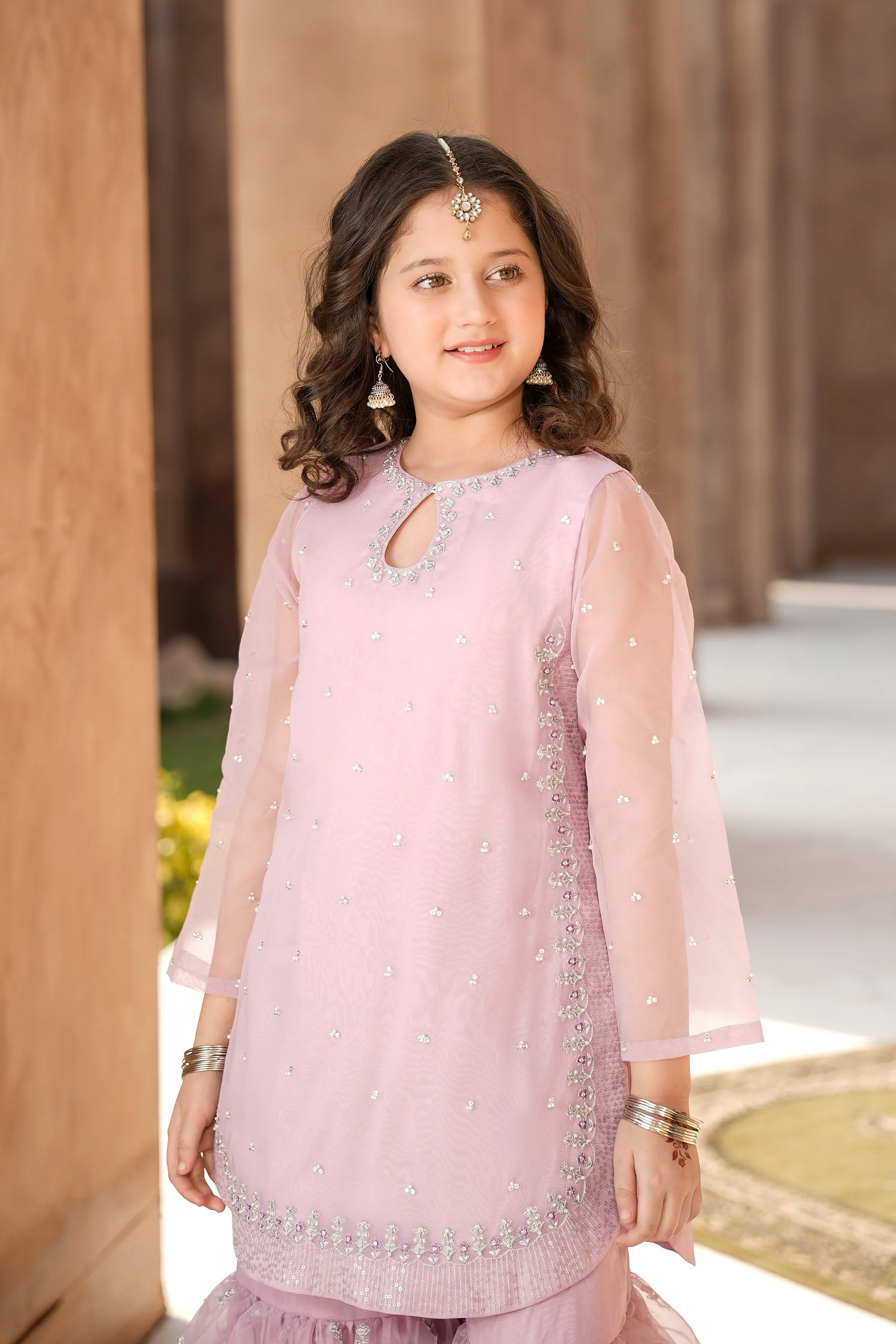 Embellished Kameez & Gharara With Dupatta (GPW-1147) - Image 3