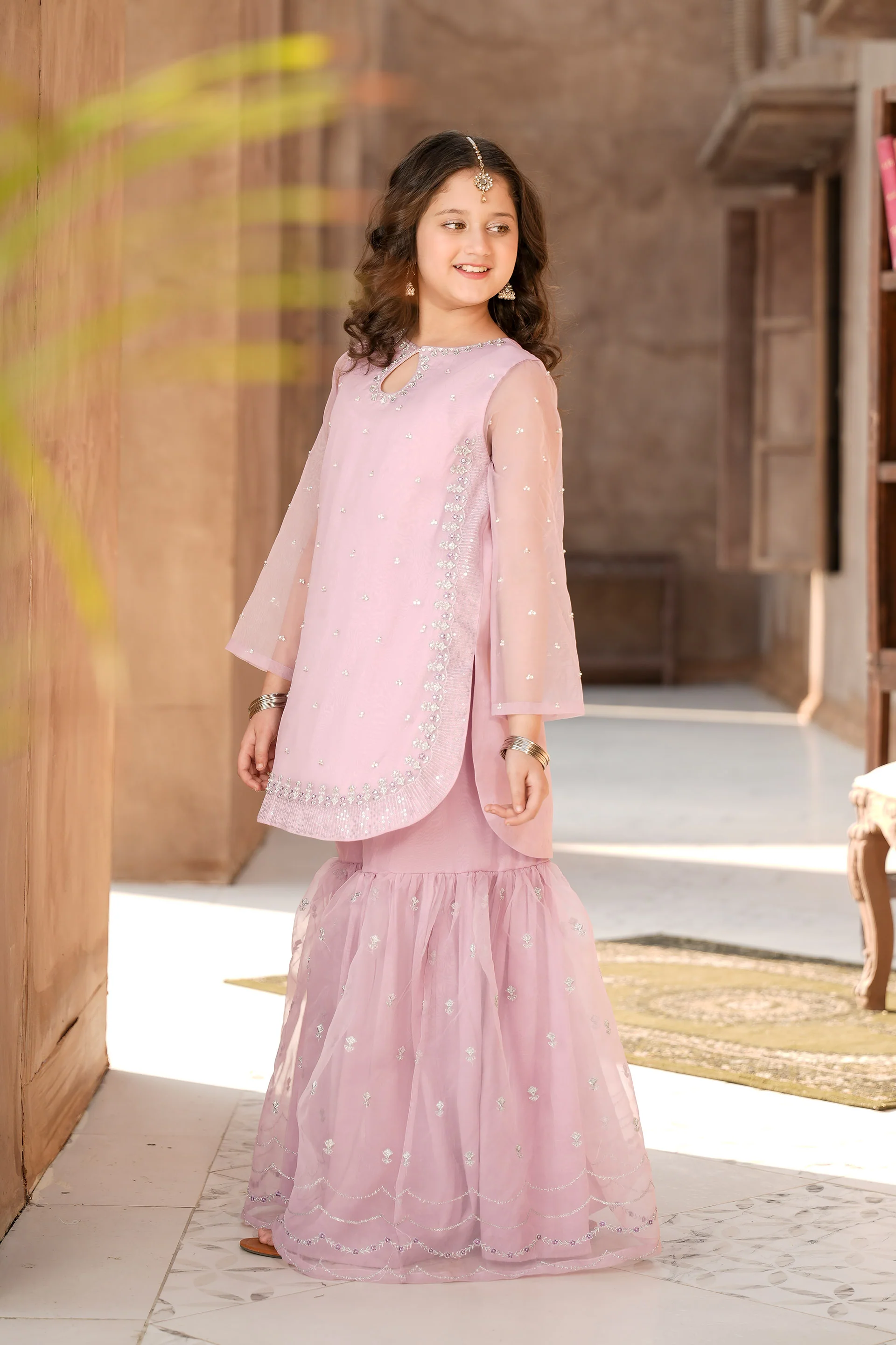 Embellished Kameez & Gharara With Dupatta (GPW-1147) - Image 4