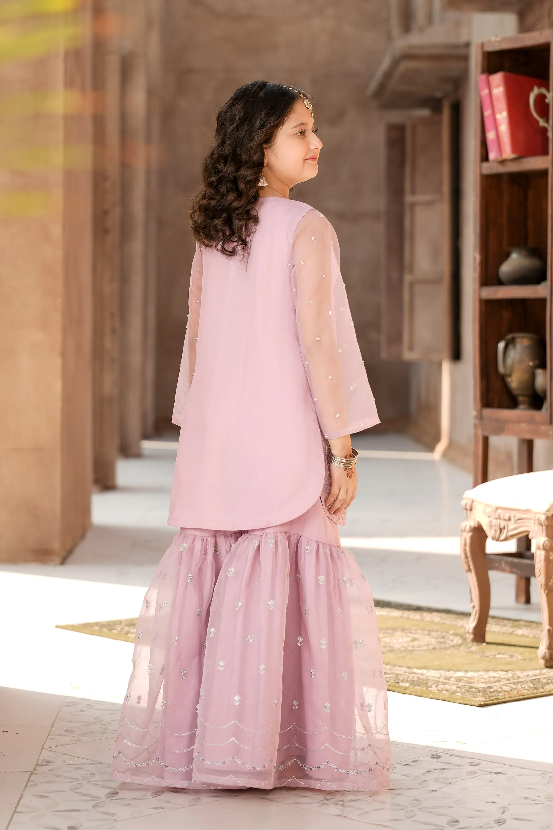 Embellished Kameez & Gharara With Dupatta (GPW-1147) - Image 5