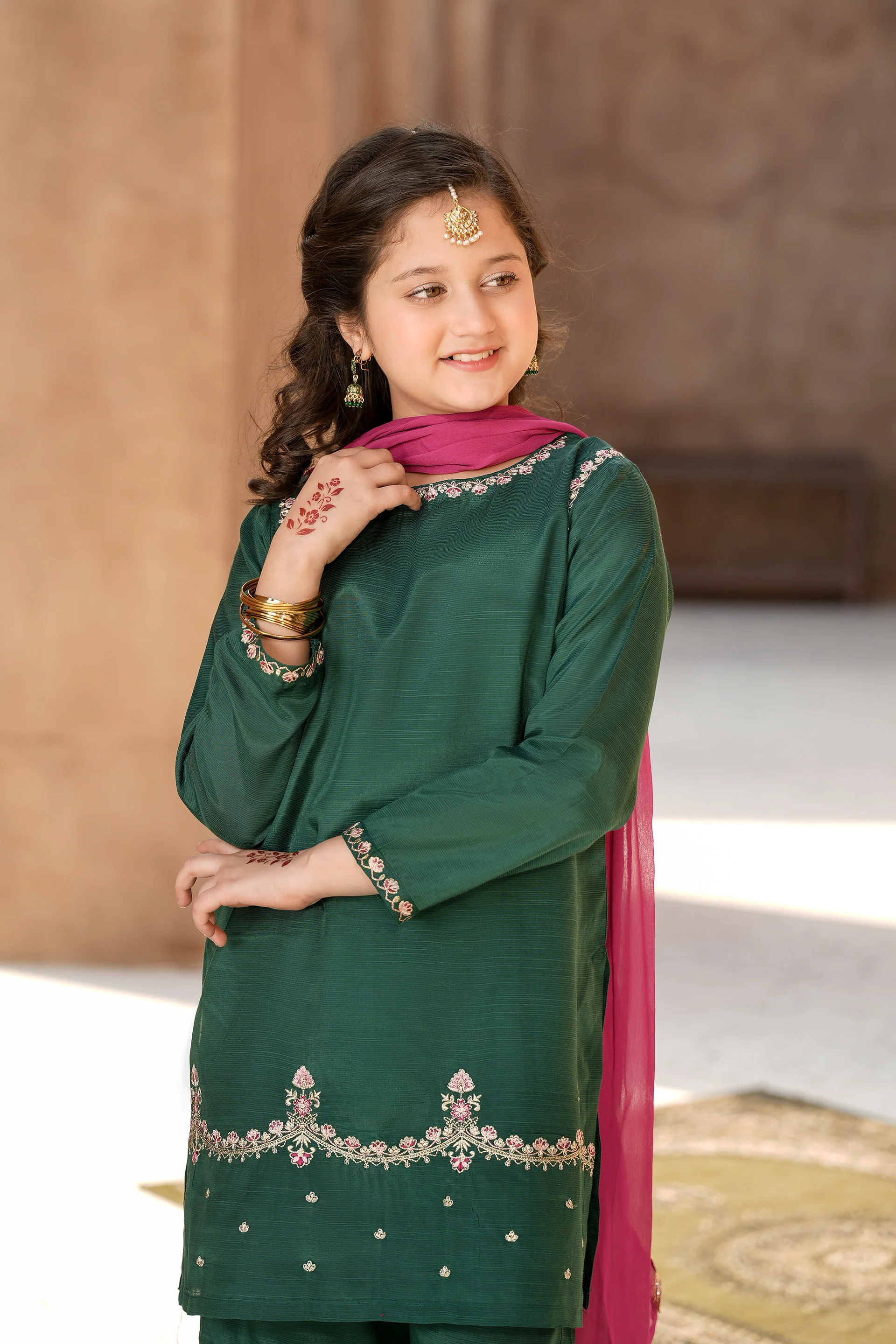 Embellished Kameez & Gharara With Dupatta (GPW-1151) - Image 2