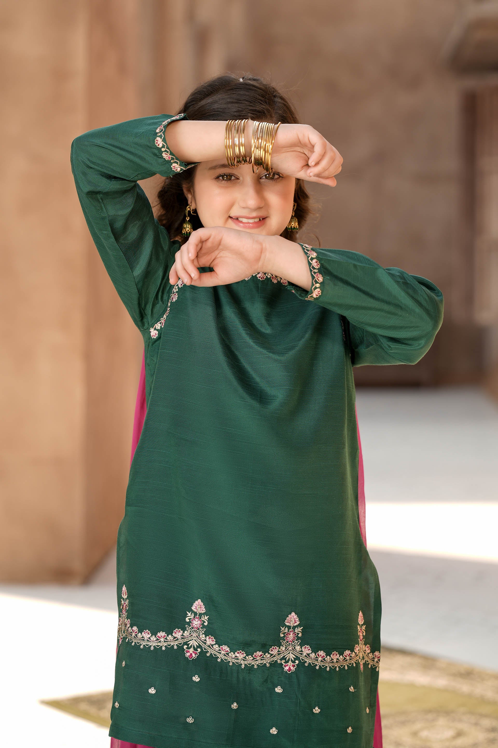 Embellished Kameez & Gharara With Dupatta (GPW-1151) - Image 3