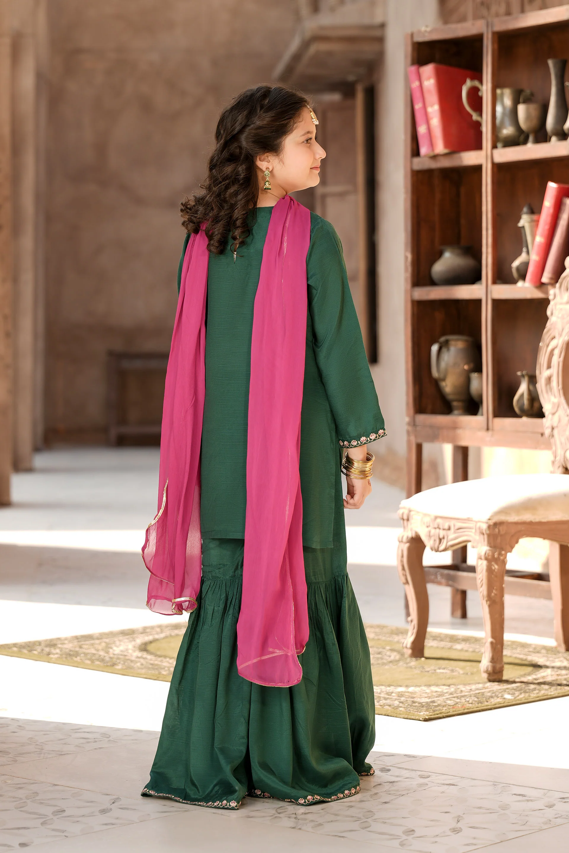 Embellished Kameez & Gharara With Dupatta (GPW-1151) - Image 5