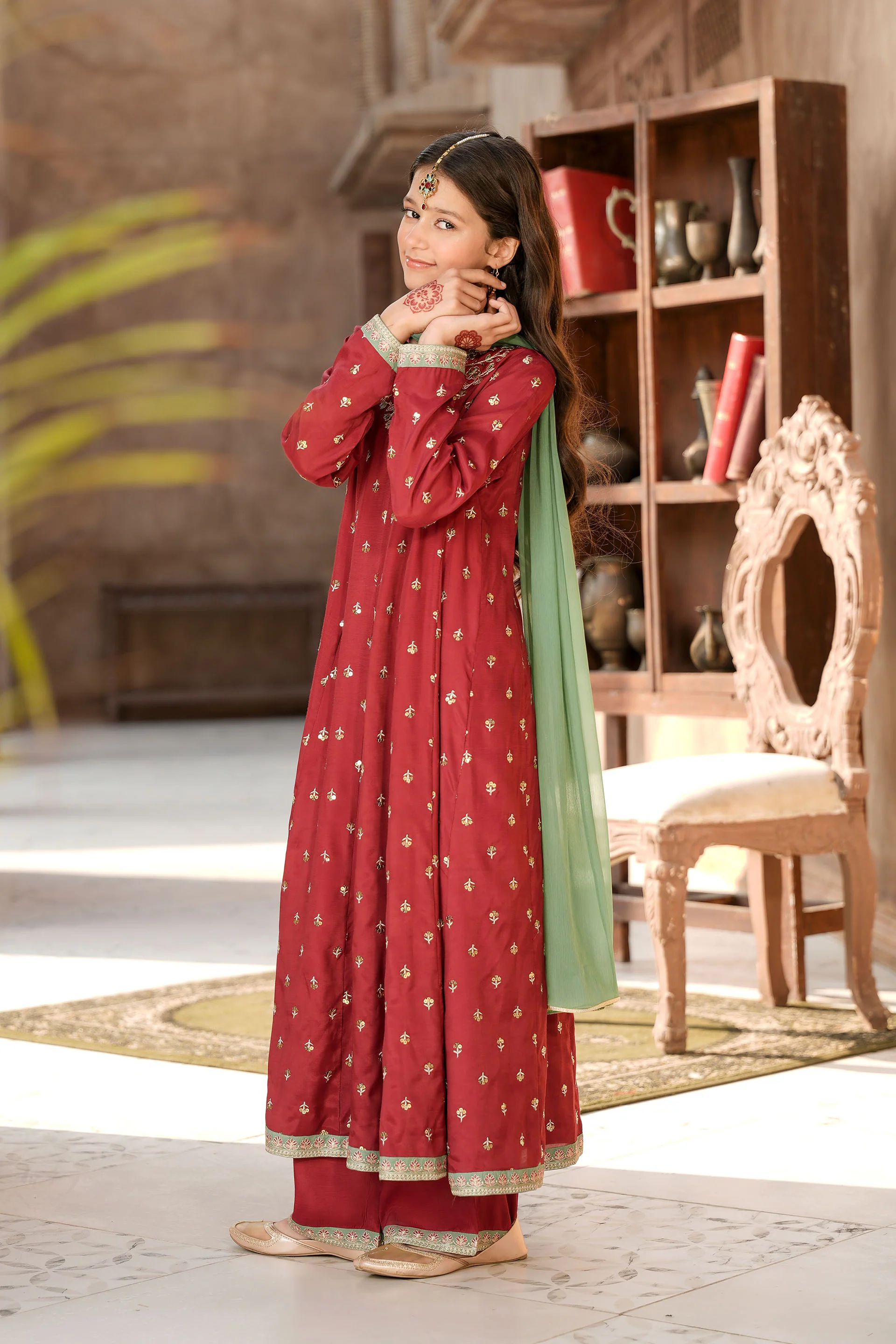 Embellished Kameez & Trousers With Dupatta (GPW-1161) - Image 3