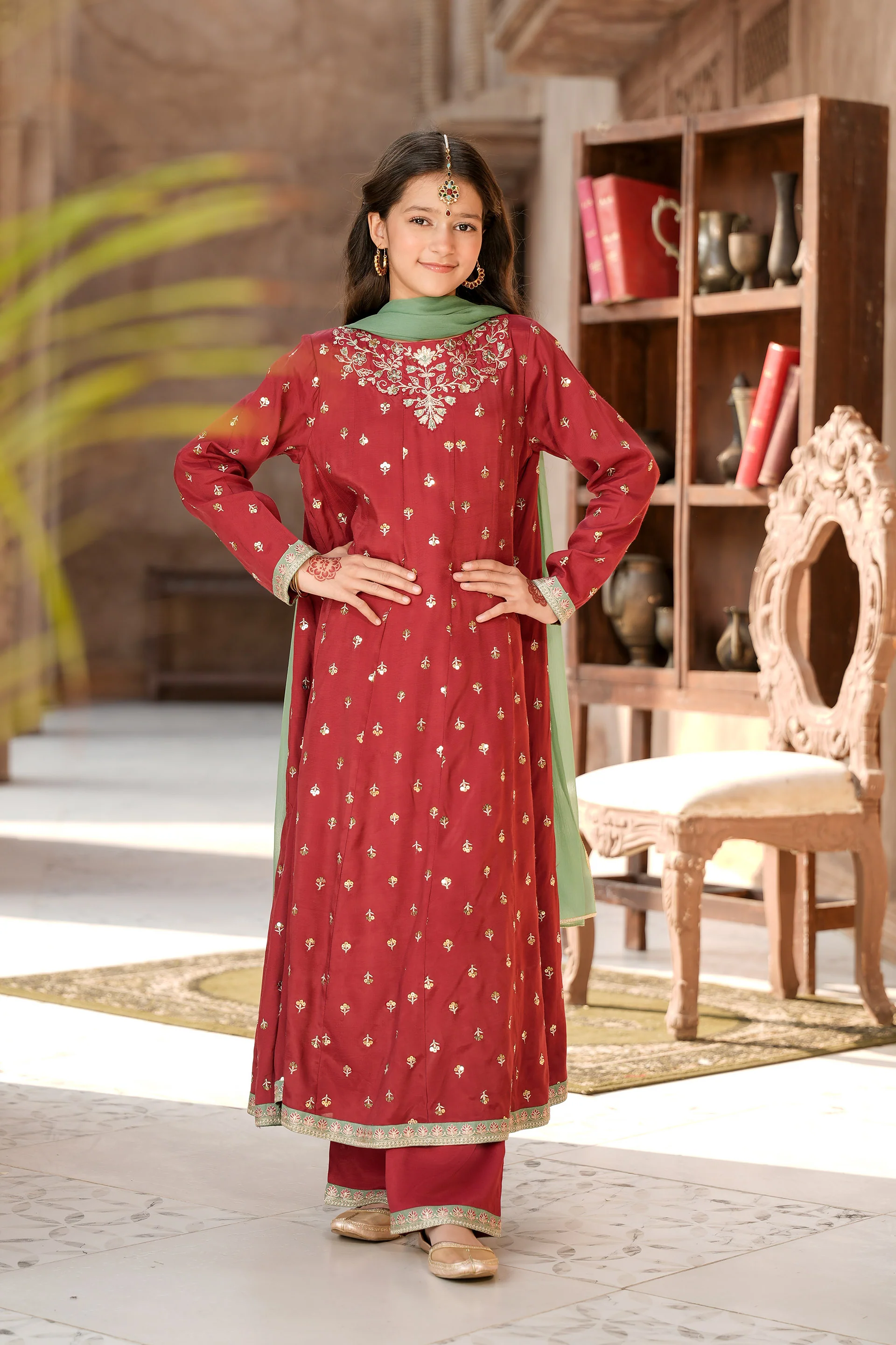 Embellished Kameez & Trousers With Dupatta (GPW-1161) - Image 4