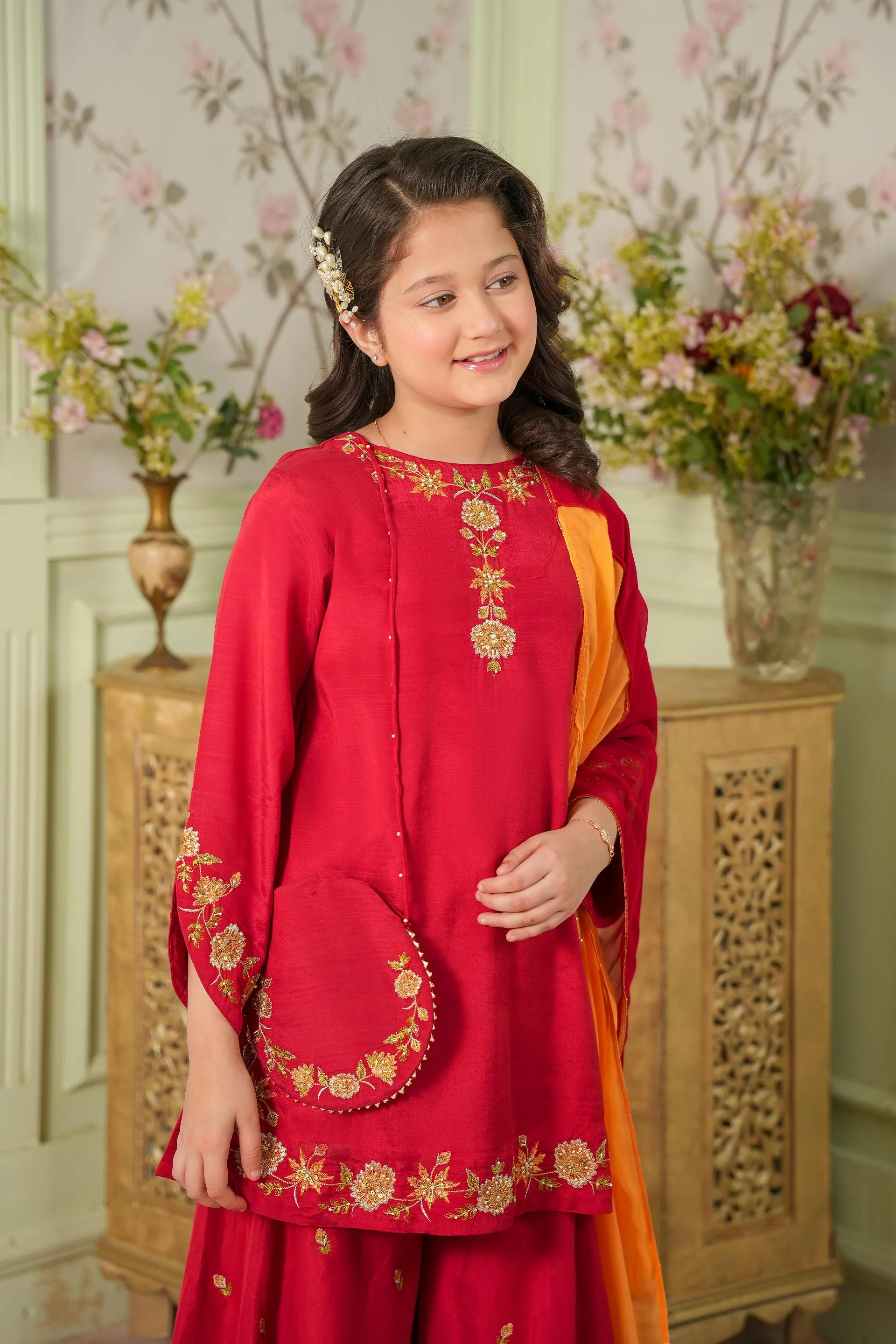 Embellished Kameez & Sharara, Pouch With Dupatta (GPW-1166) - Image 3