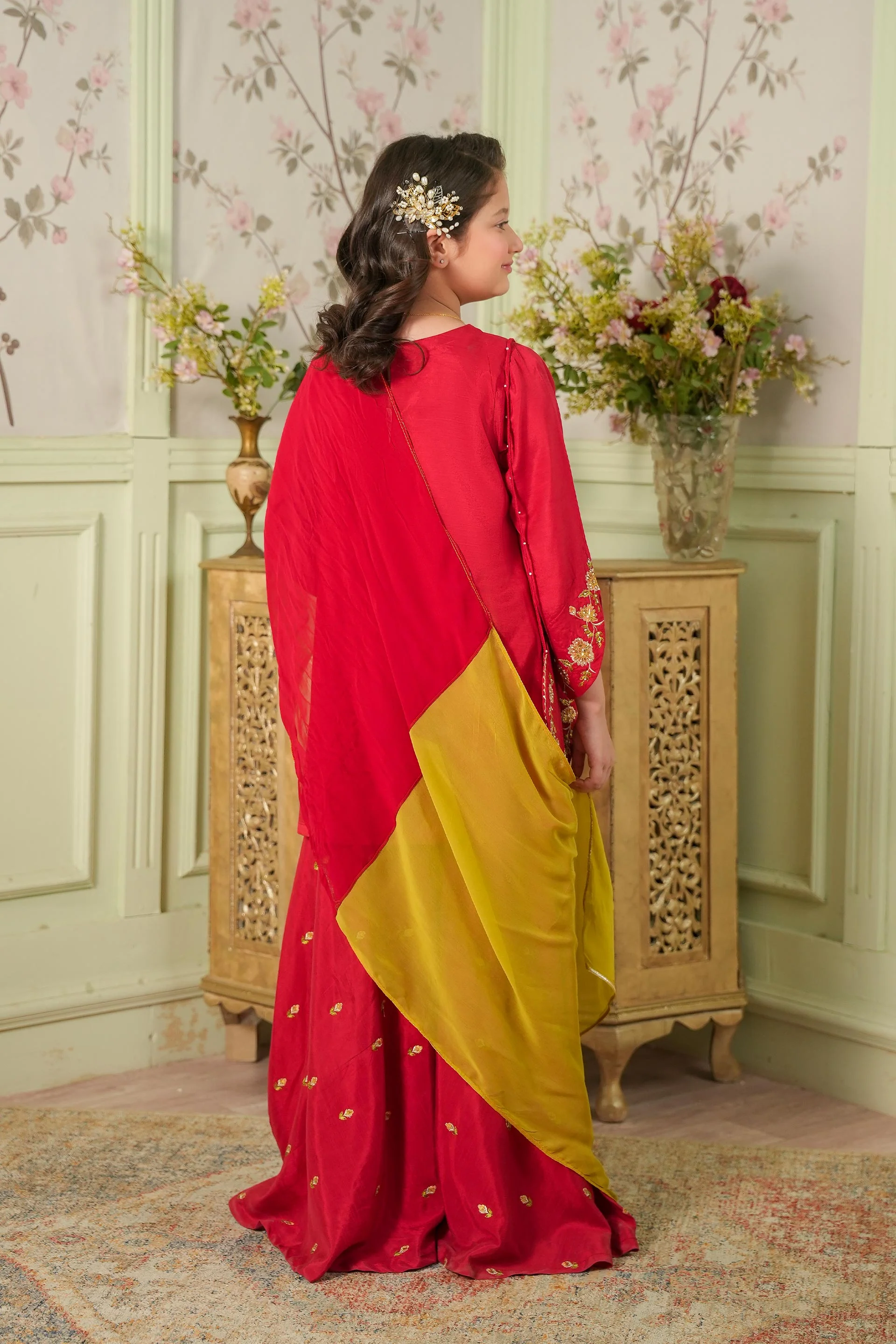 Embellished Kameez & Sharara, Pouch With Dupatta (GPW-1166) - Image 4
