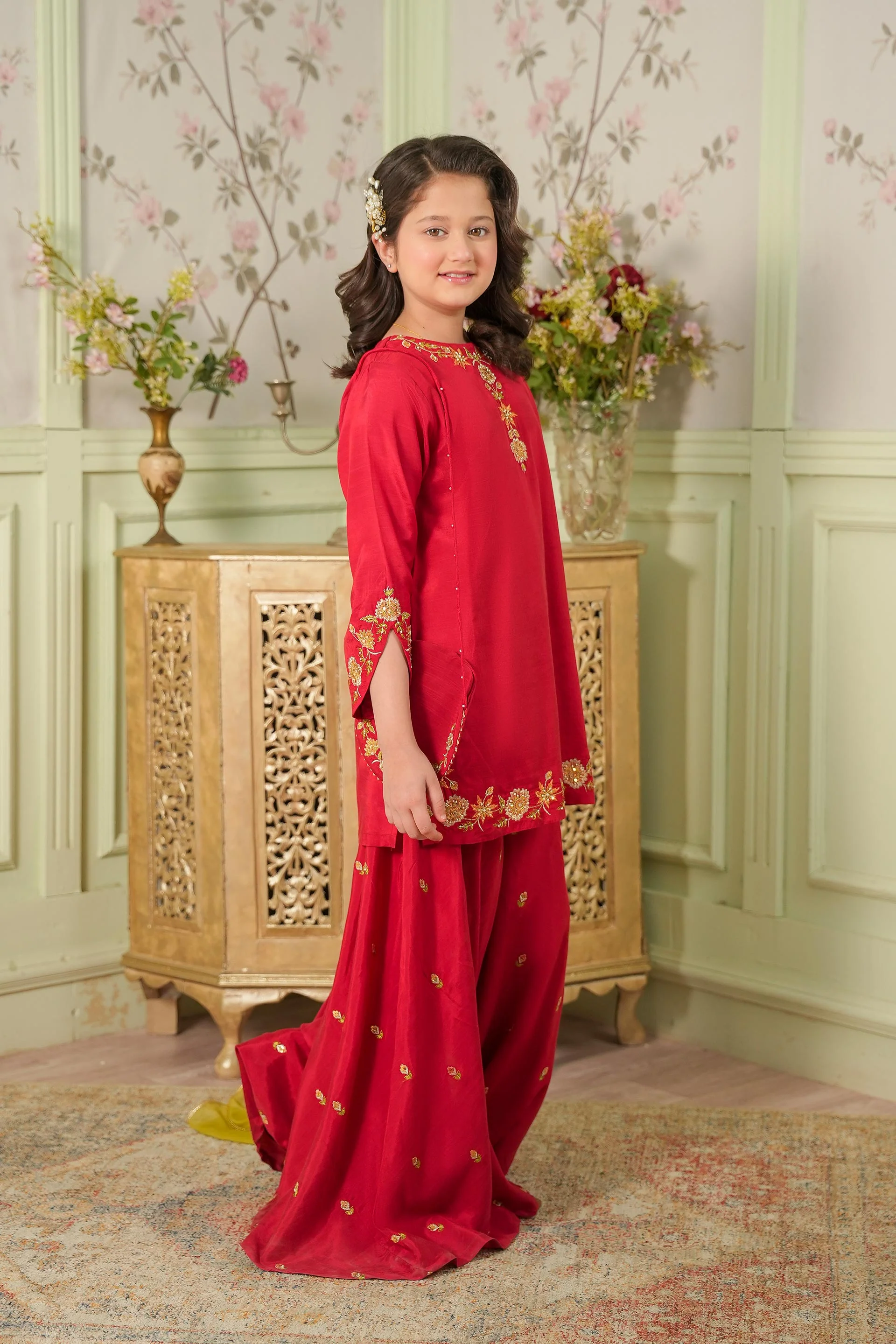 Embellished Kameez & Sharara, Pouch With Dupatta (GPW-1166) - Image 5
