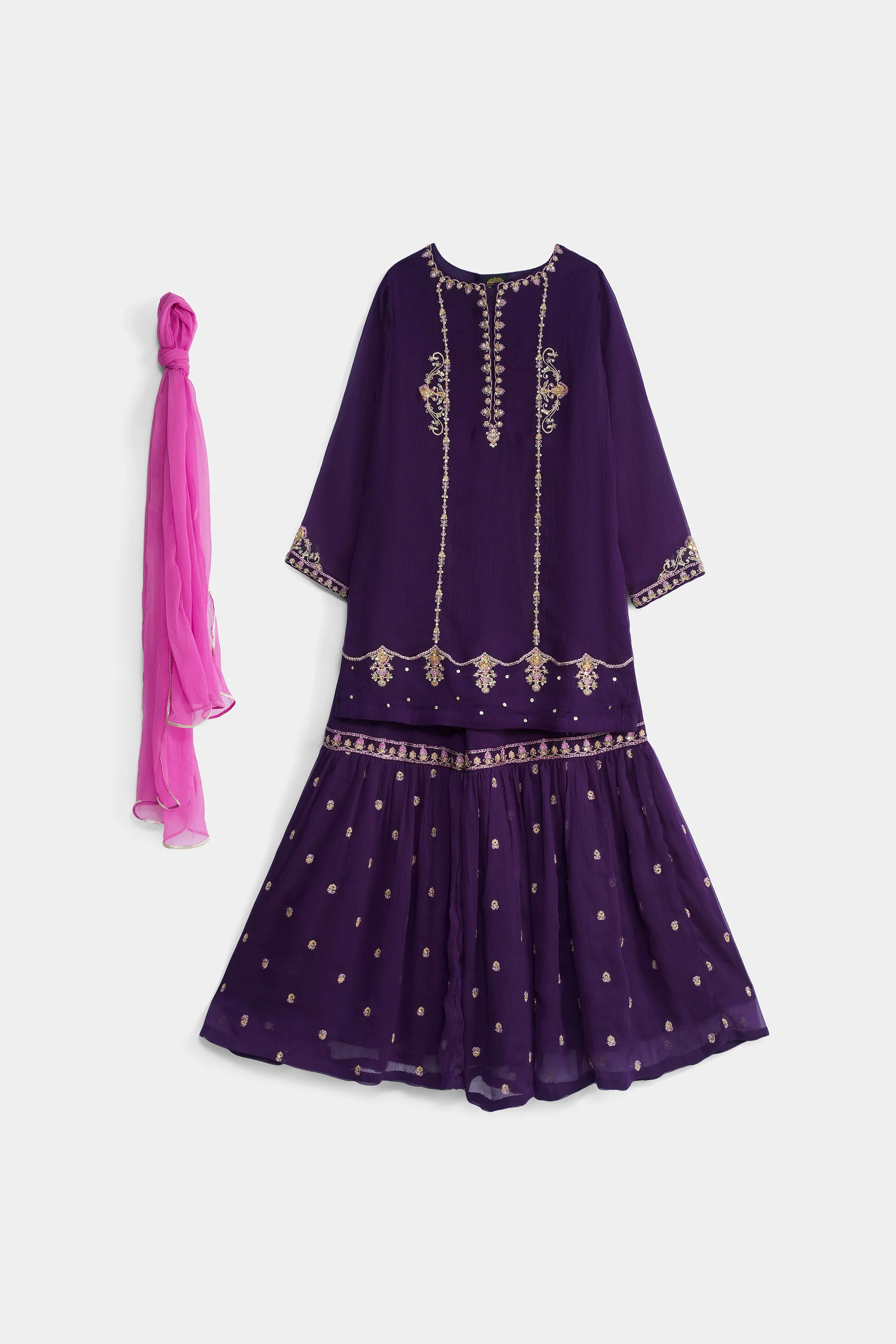 Embellished Kameez, Gharara with dupatta (GPW-1172)