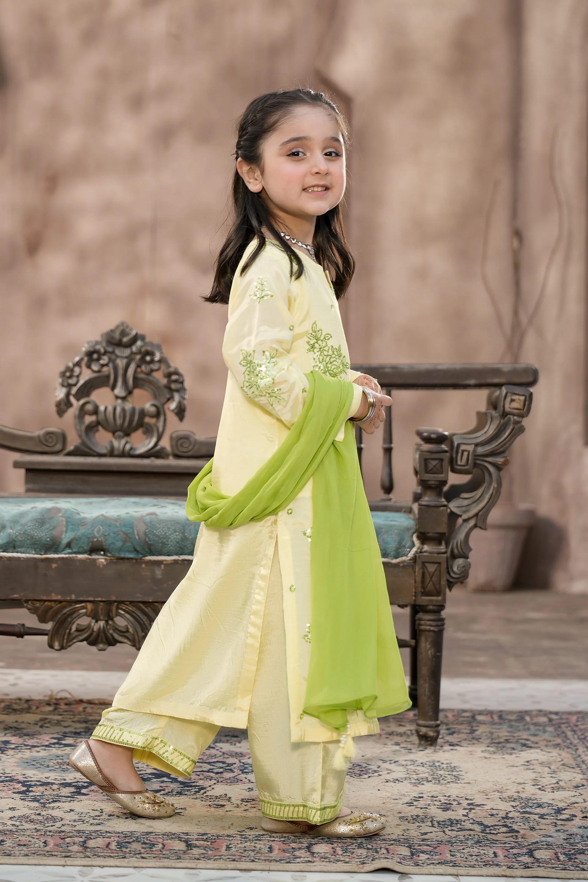 Embroidered Long Shirt With Trousers (GPW2-07) - Image 4