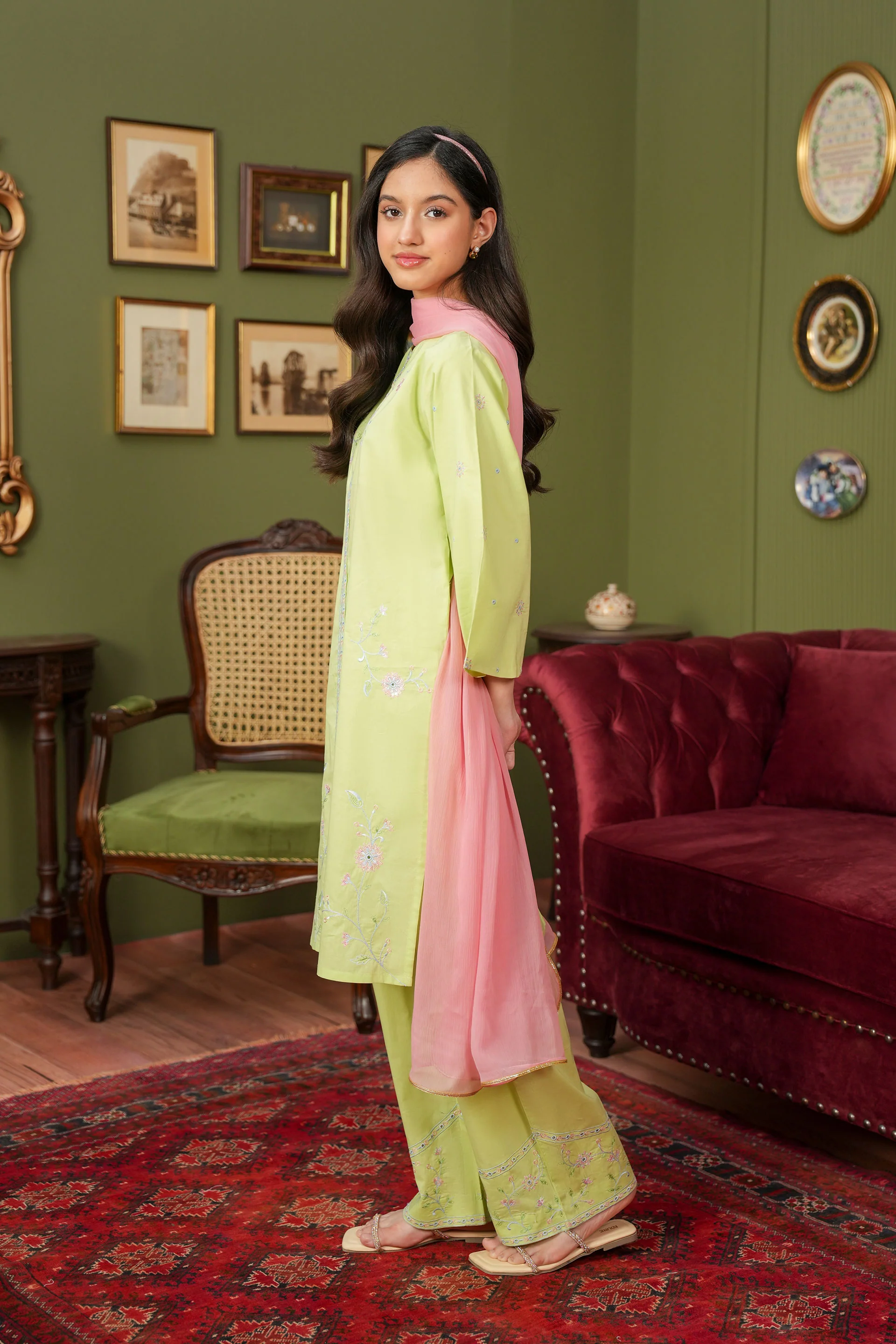 Embroidered Kameez Trousers With Dupatta (GSK-596) - Image 3