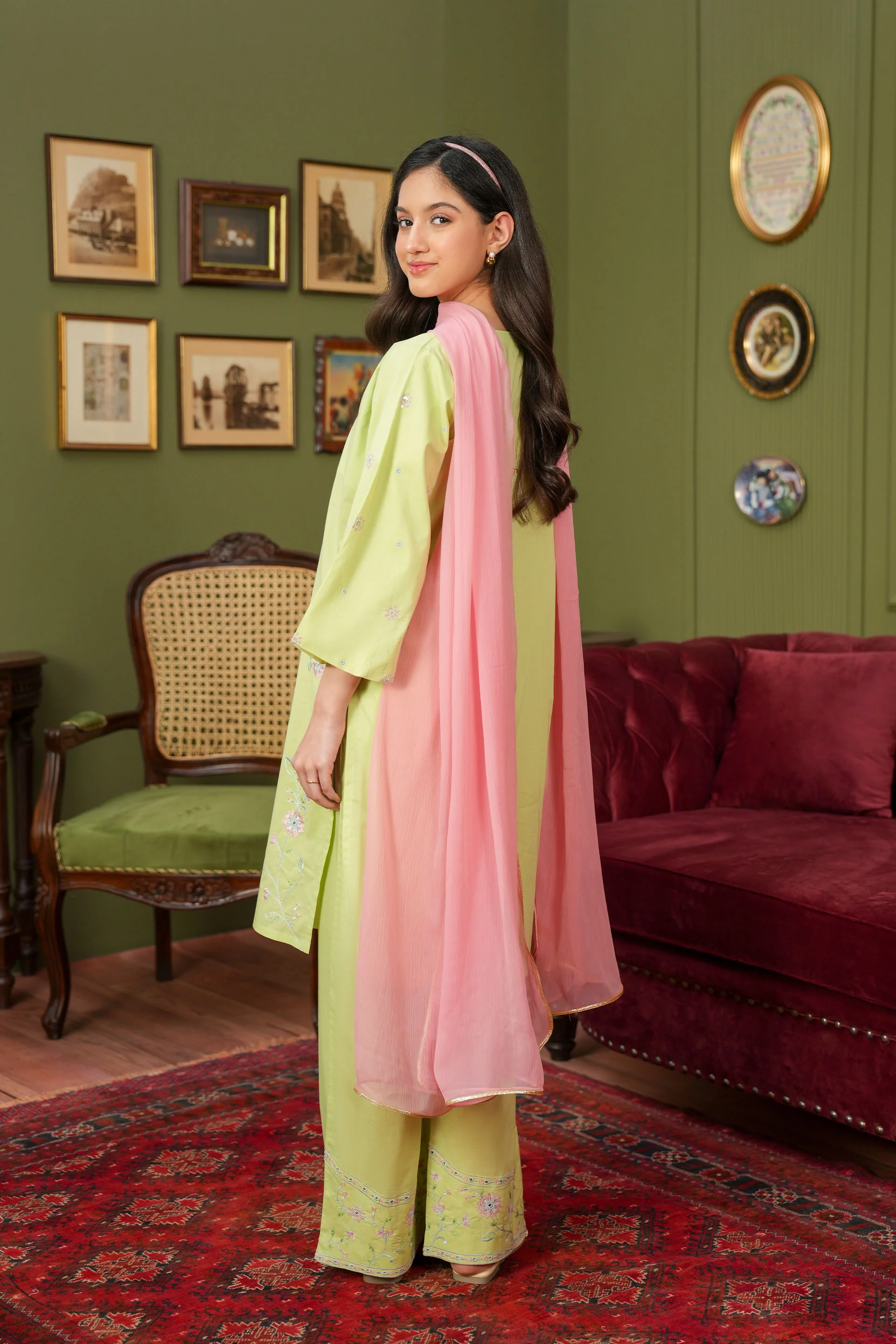 Embroidered Kameez Trousers With Dupatta (GSK-596) - Image 4
