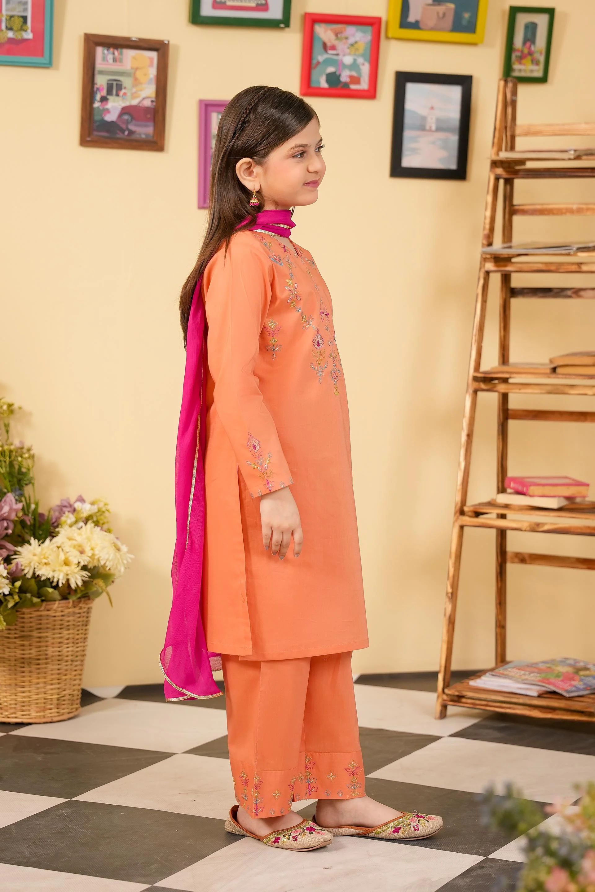 Embroidered Kameez Trousers With Dupatta (GSK-606) - Image 3