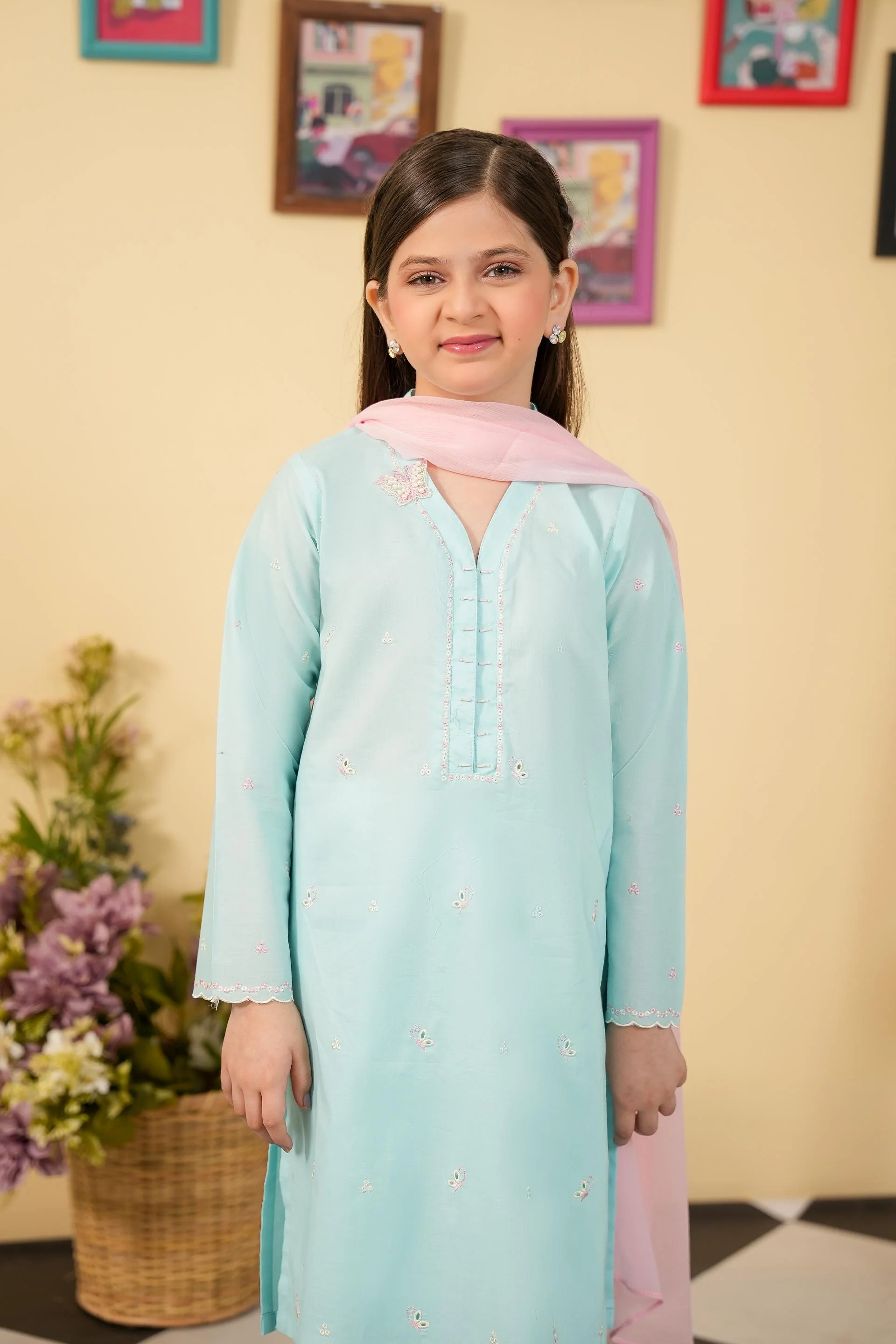 Embroidered Kameez & Trousers With Dupatta (GSK-612) - Image 2