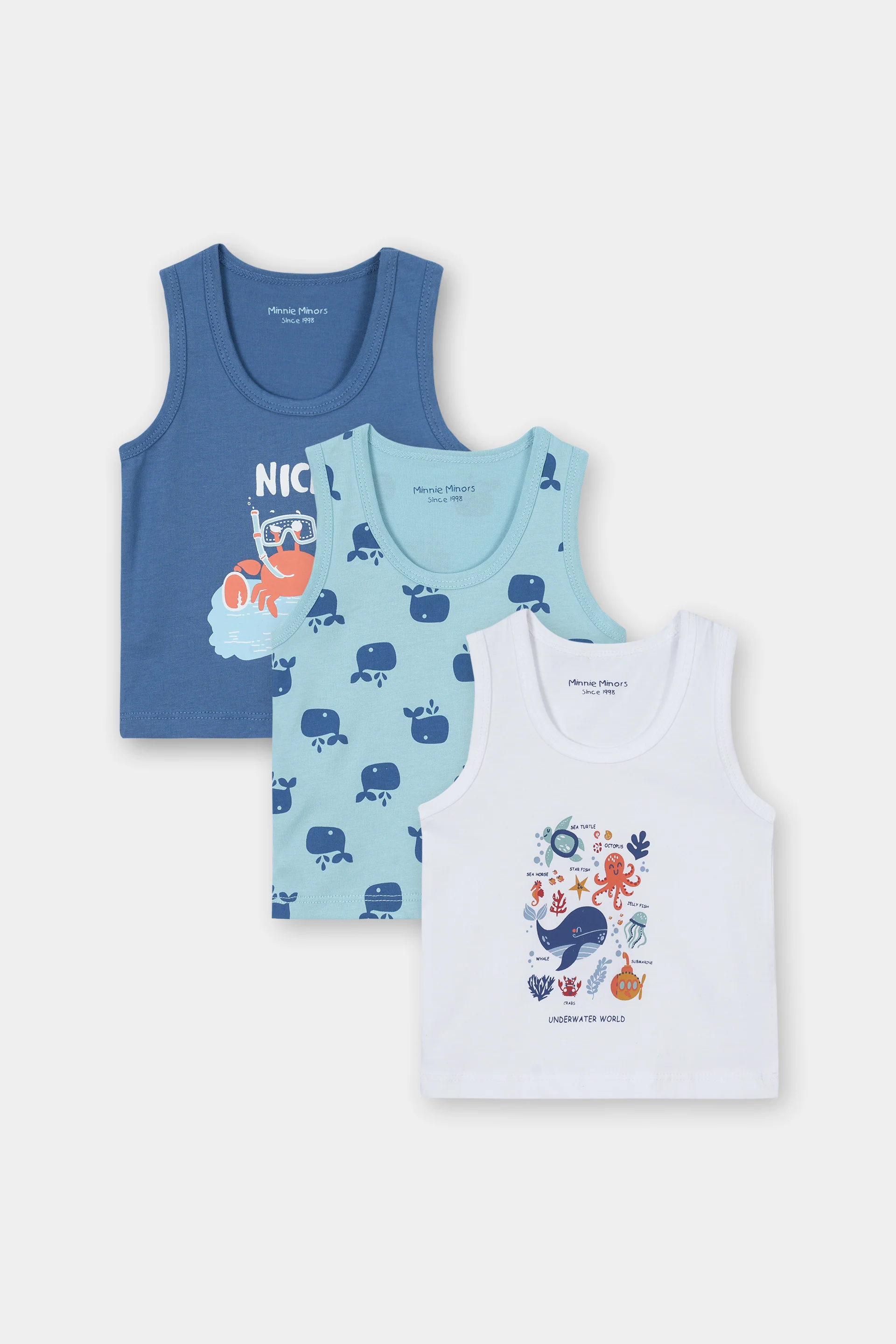 Graphic Front Open Vests (Pack Of 3) (IBV-16)