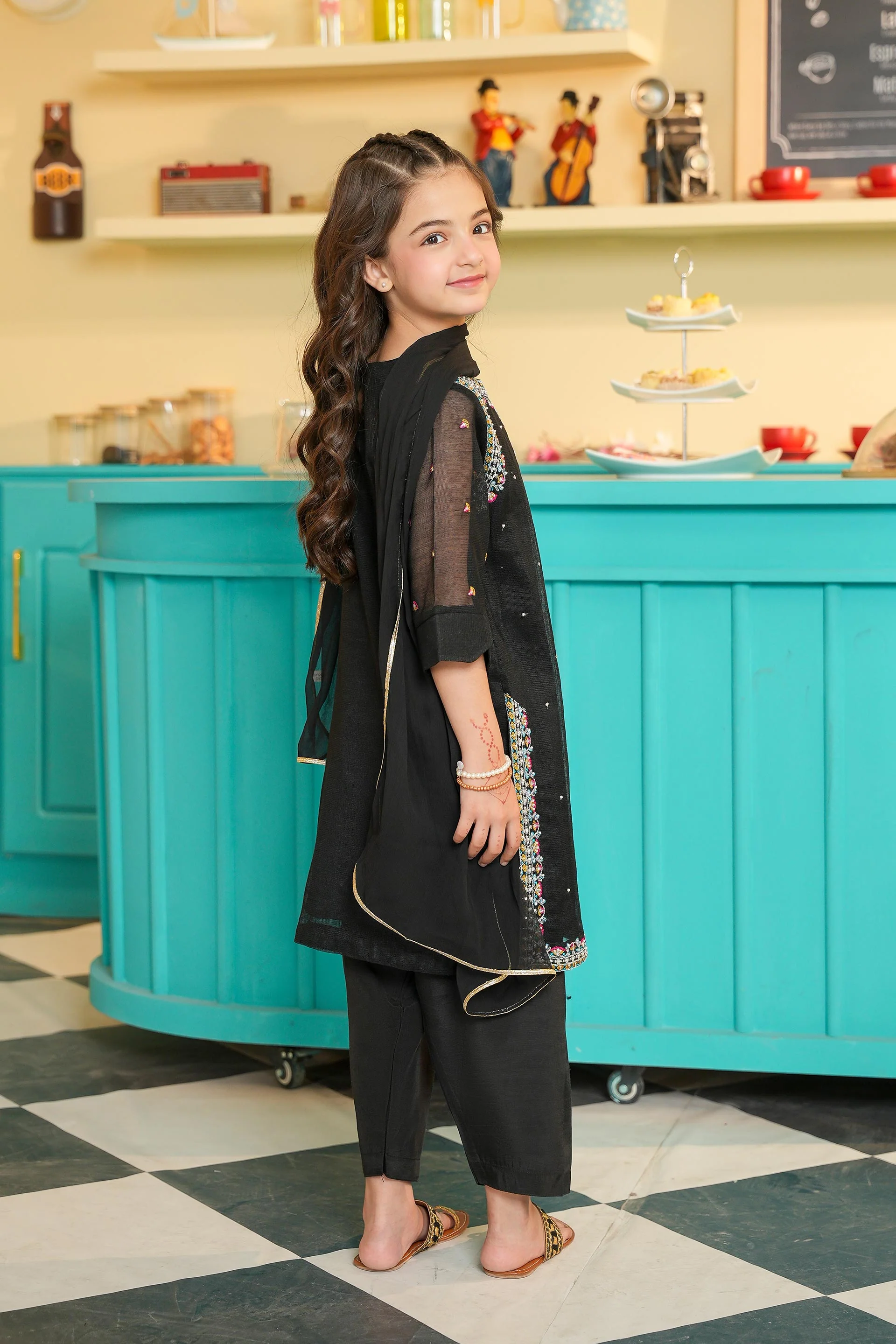 Embellished Kameez & Trousers With Dupatta (GPW-1158) - Image 4