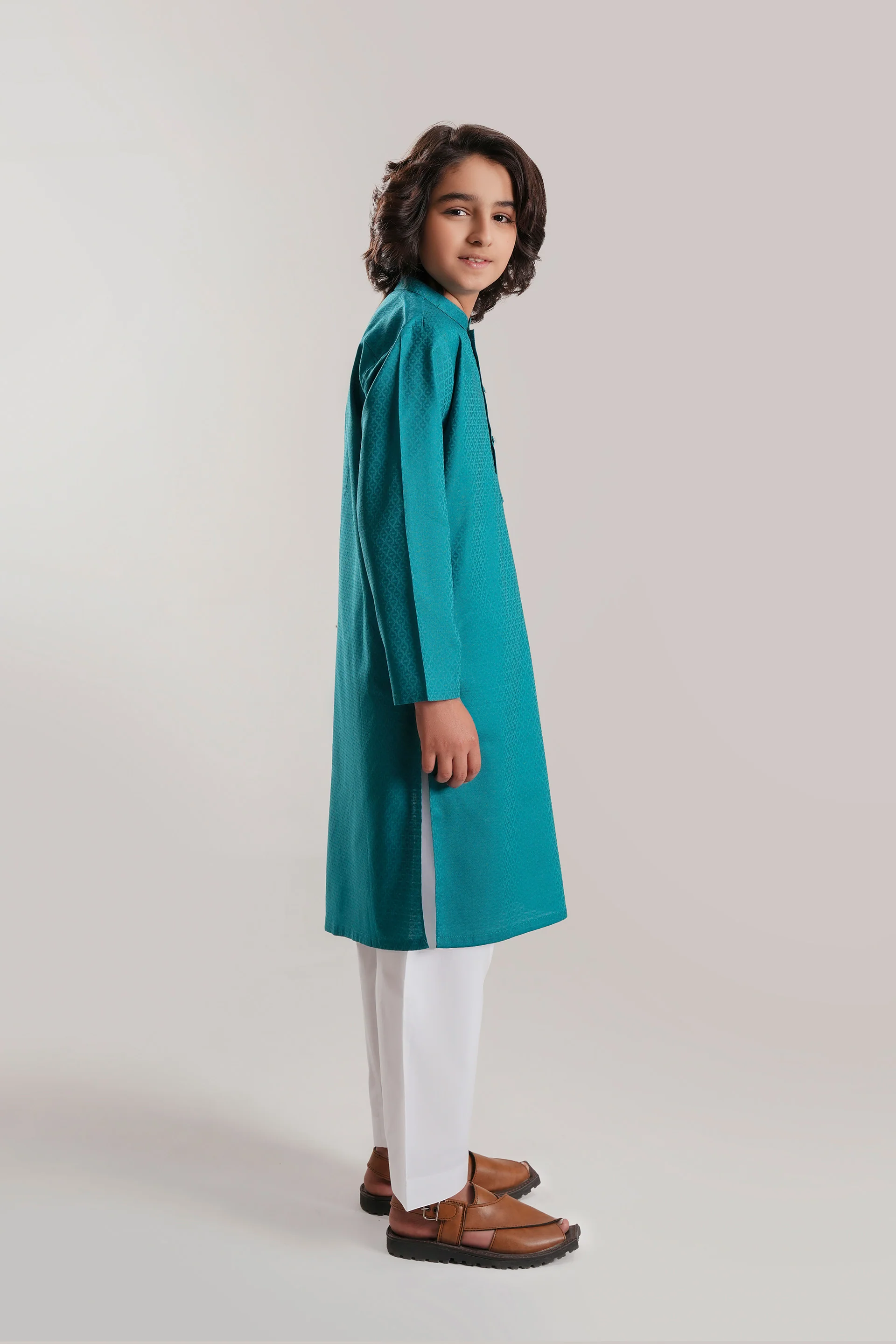 Teal Embroidery Kurta (KZ-530) - Image 3