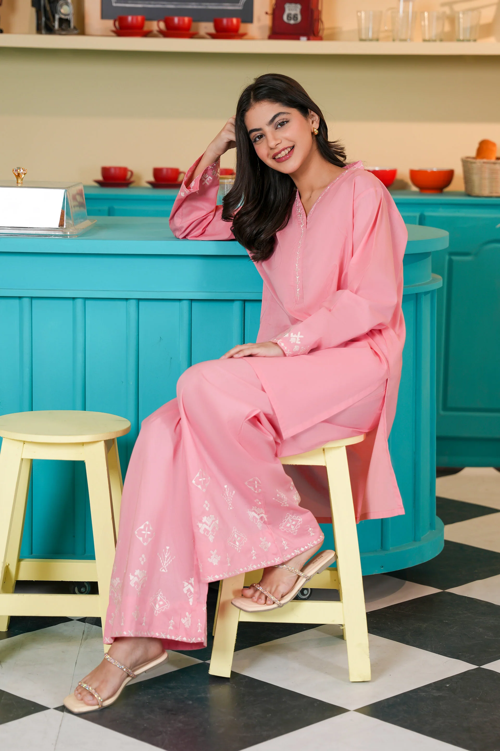 Embroidered Kameez And Trousers (SSEGKS-29) - Image 3