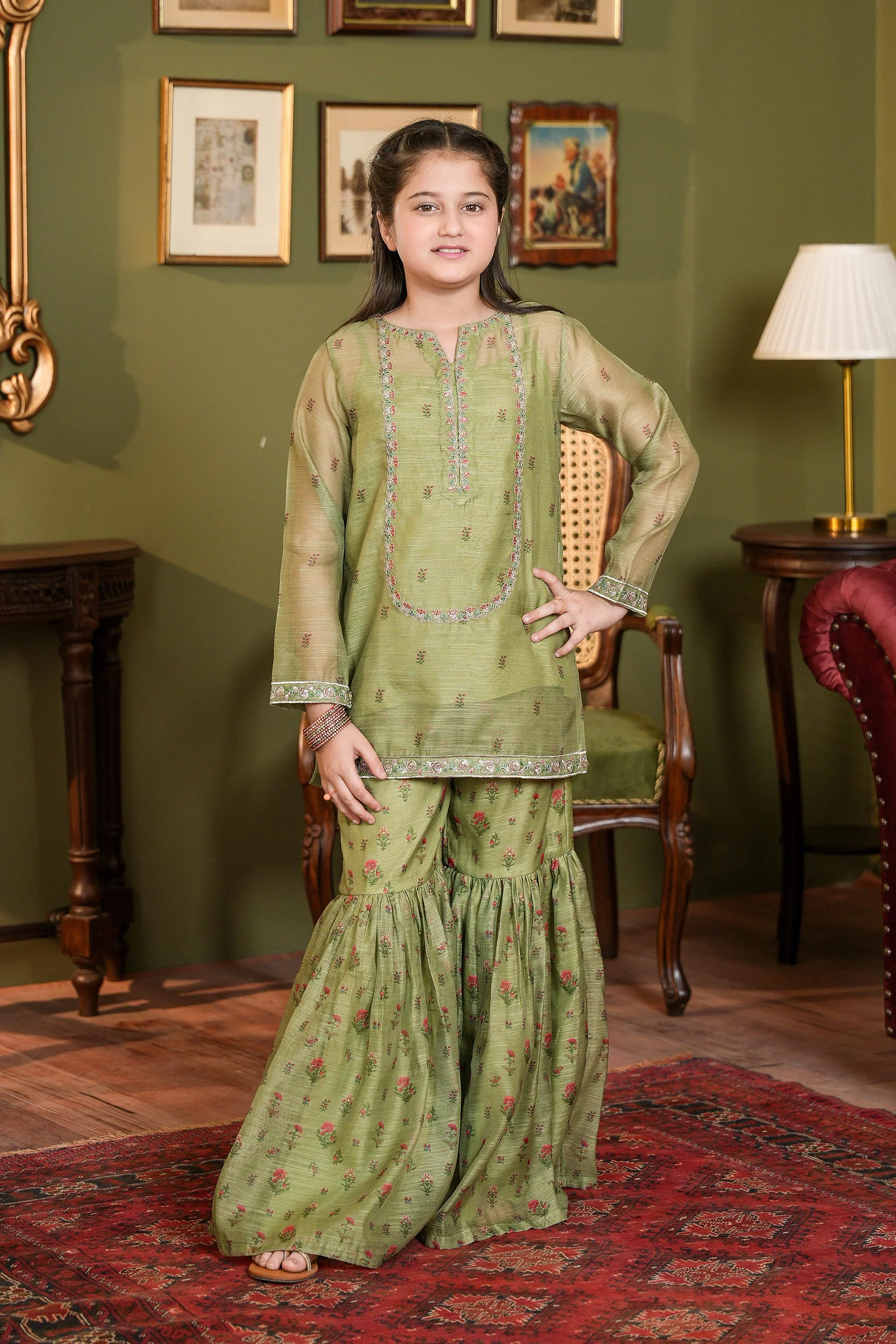 Embroidered Shirt With Slip Gharara (DGFS-36)