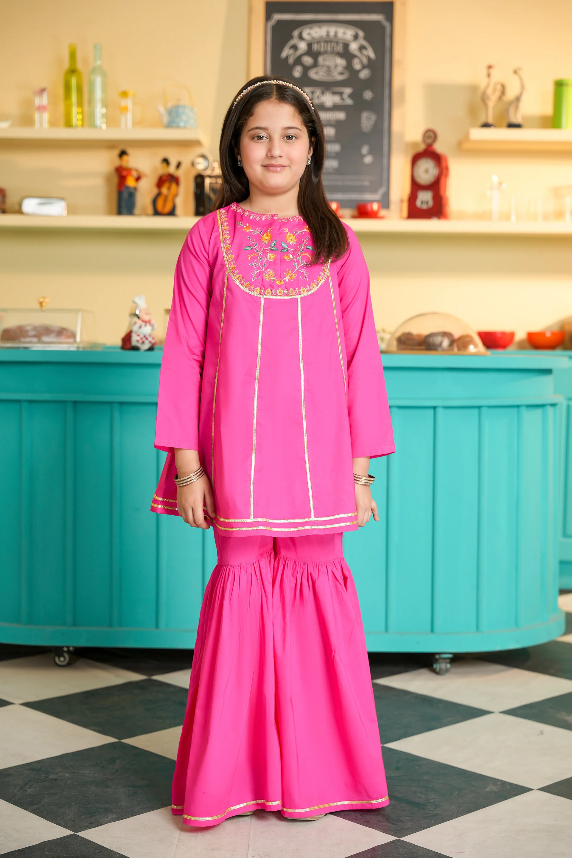 Embroidered Rangeen Kurti With Gharara (RGKS-39)