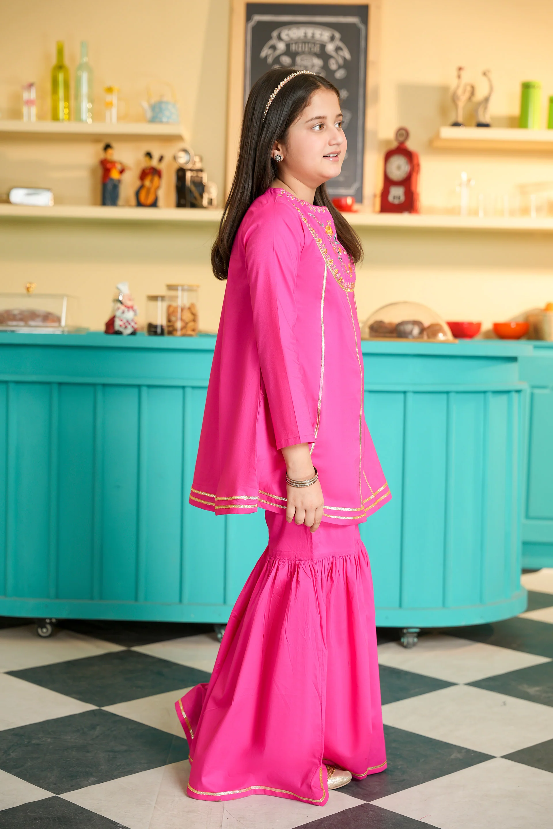 Embroidered Rangeen Kurti With Gharara (RGKS-39) - Image 4