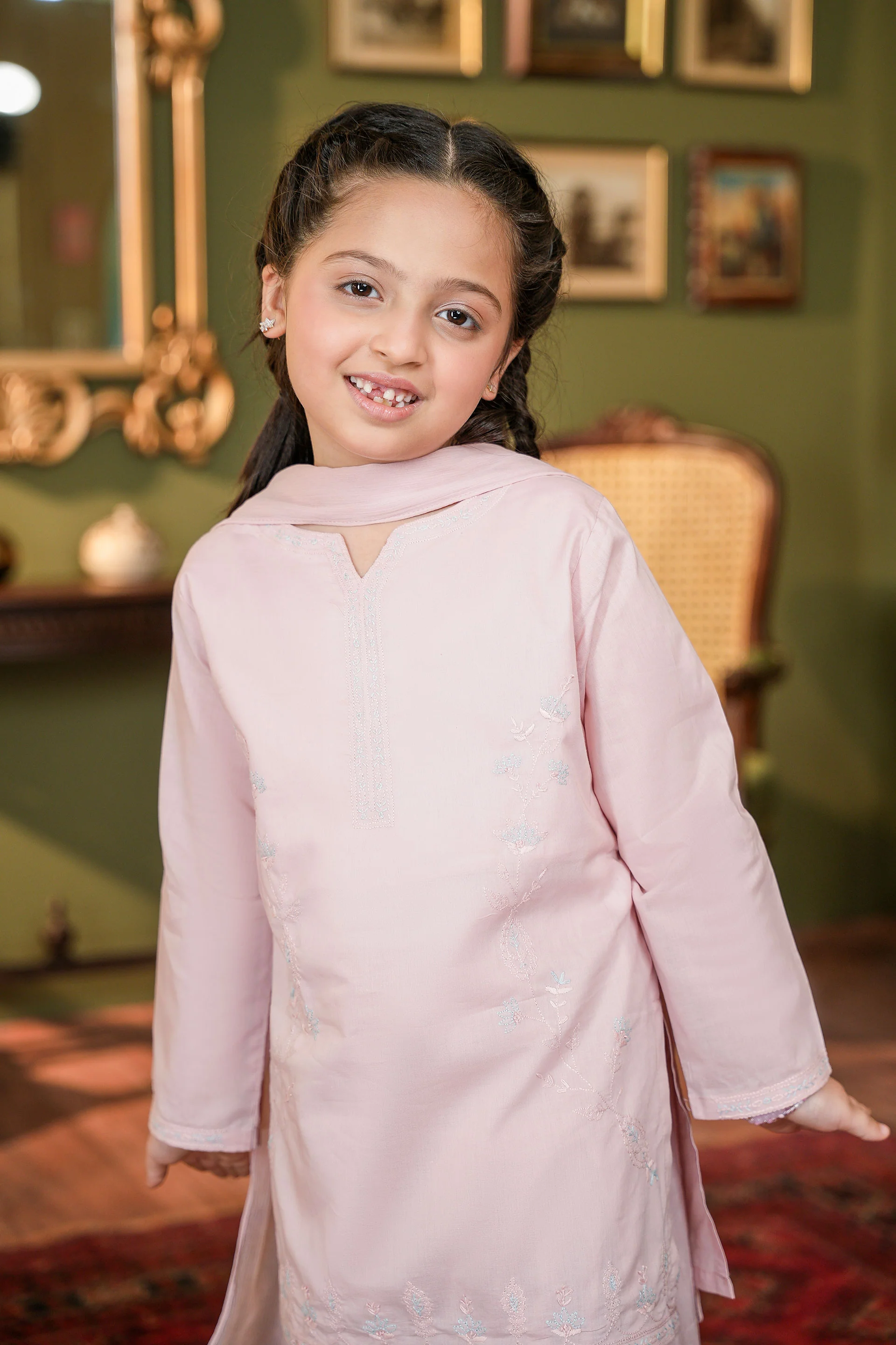 Hand Embroidered Kameez Shalwar And Dupatta (GSKH-59) - Image 3