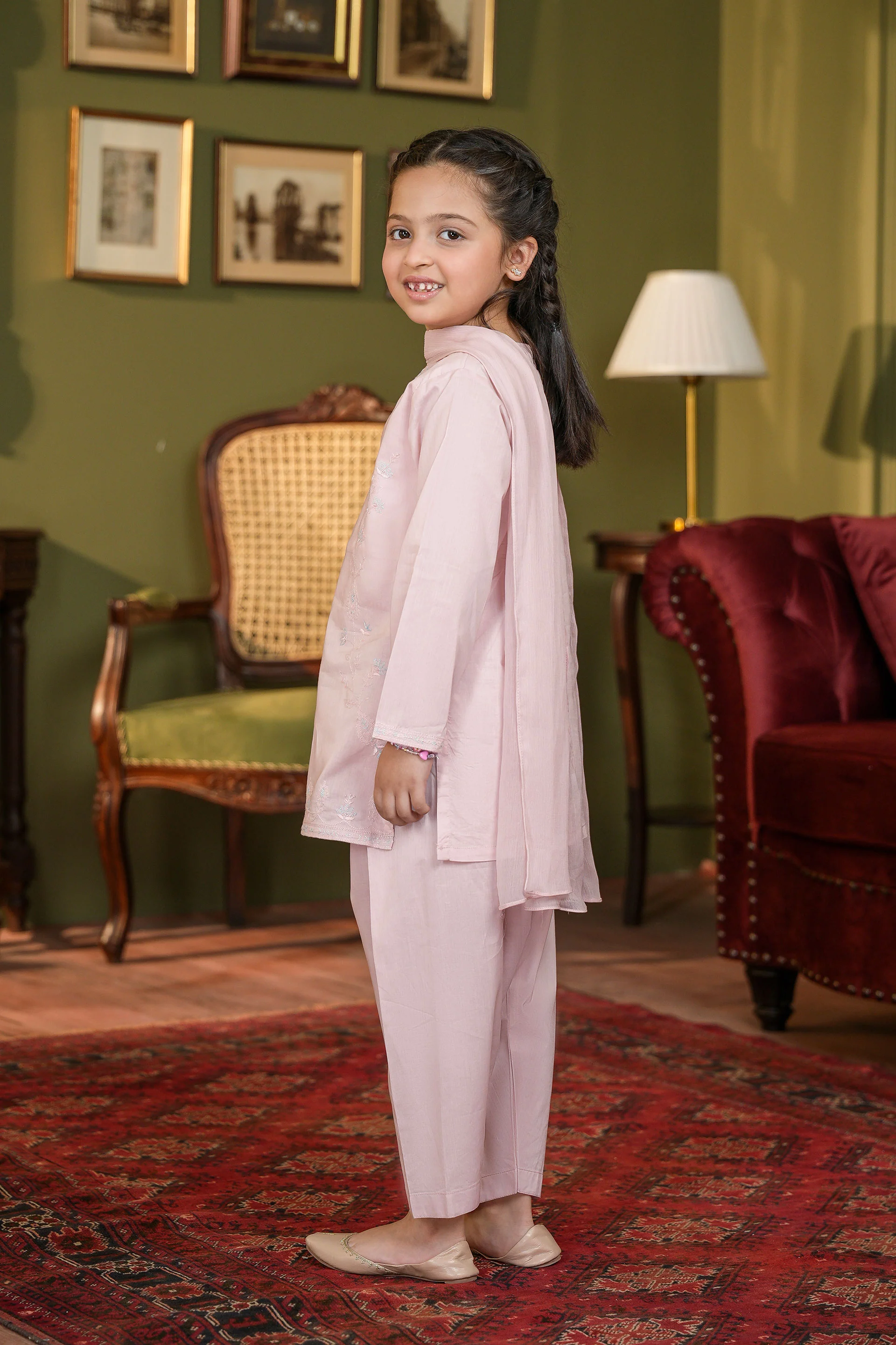 Hand Embroidered Kameez Shalwar And Dupatta (GSKH-59) - Image 5