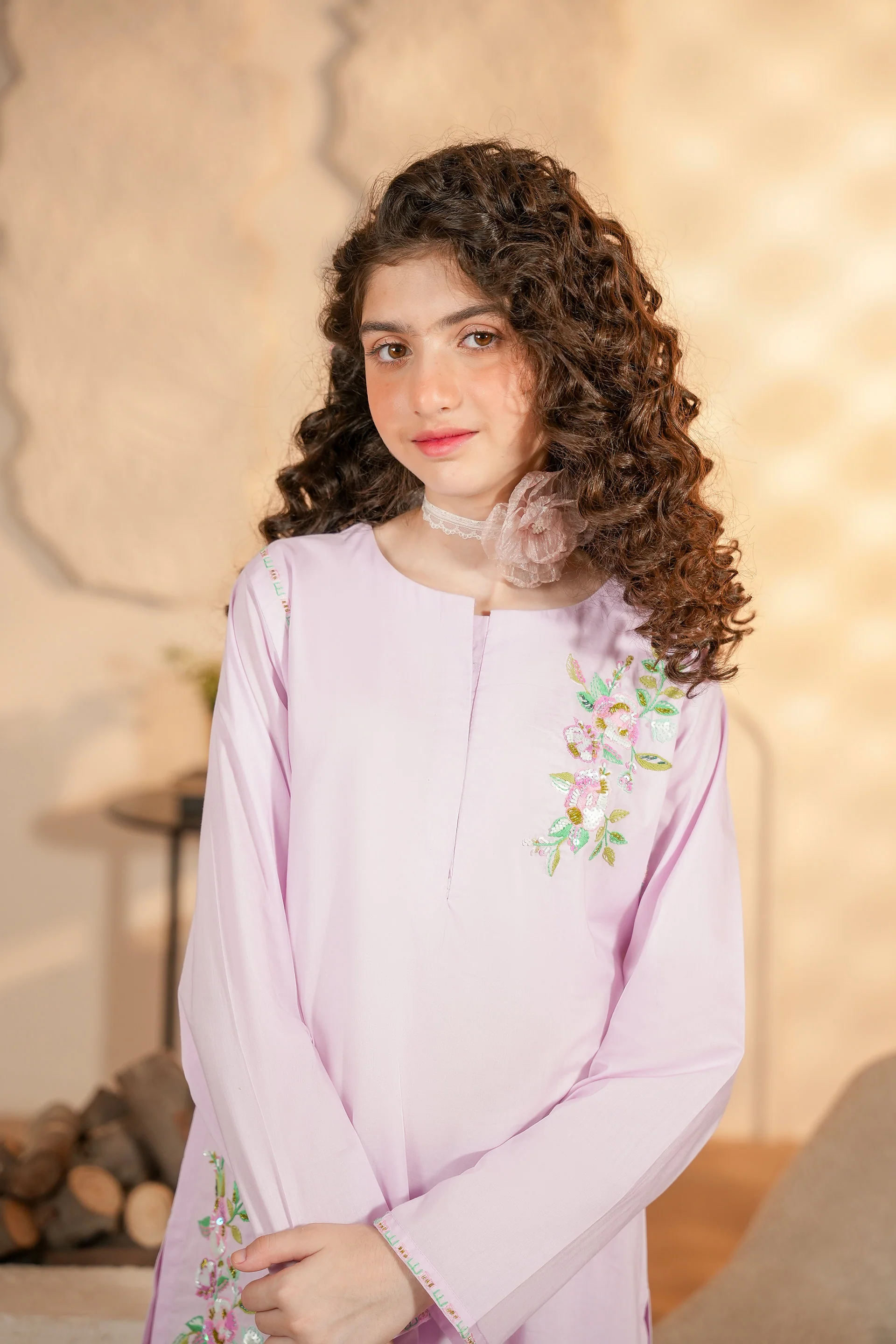 Hand Embroidered Kameez & Trousers (GSKH-55) - Image 2