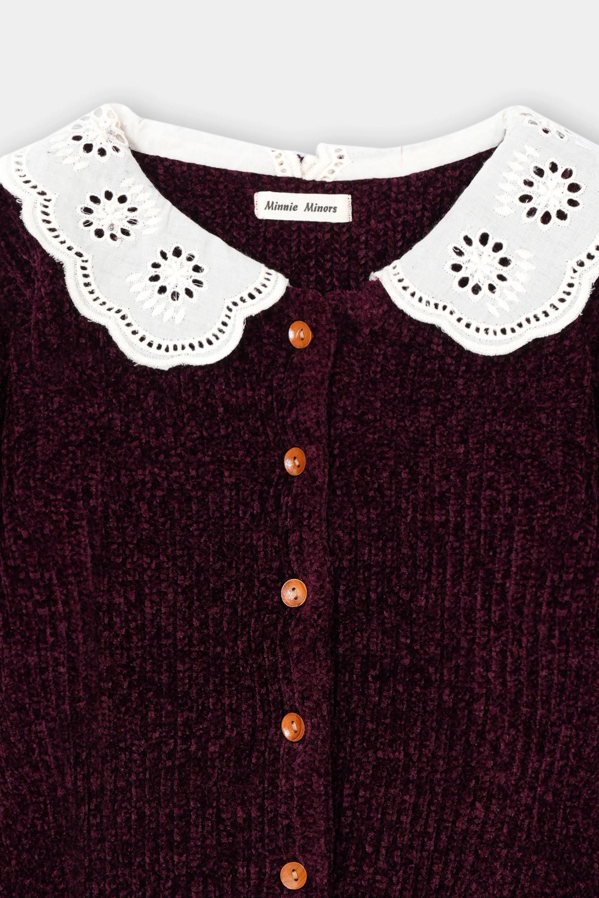 Infant Girls Sweater In Velvet Yarn With Woven Collar (IGMMS-053) - Image 2