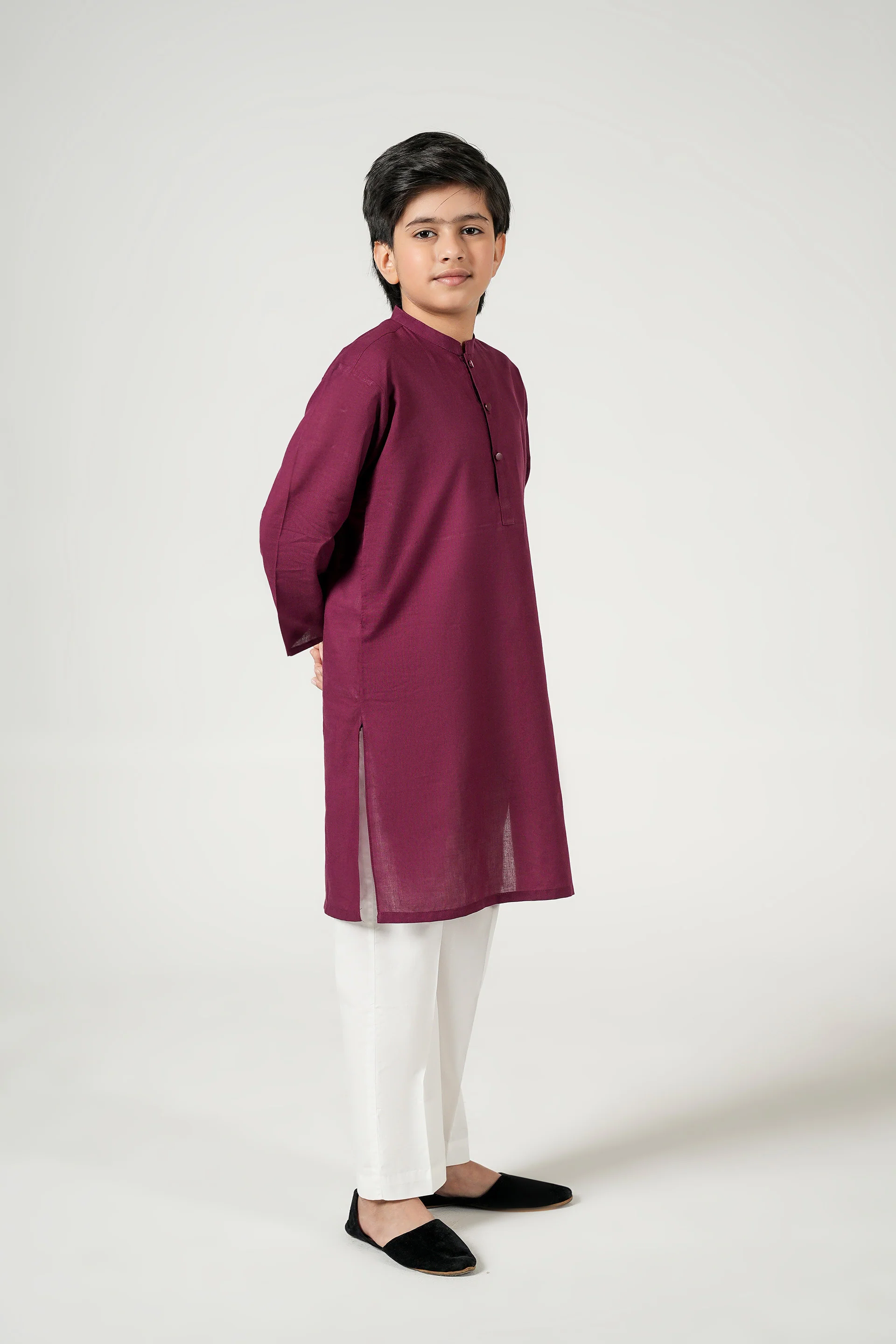 Boys Maroon Basic Kurta (MSKZB-31) - Image 3