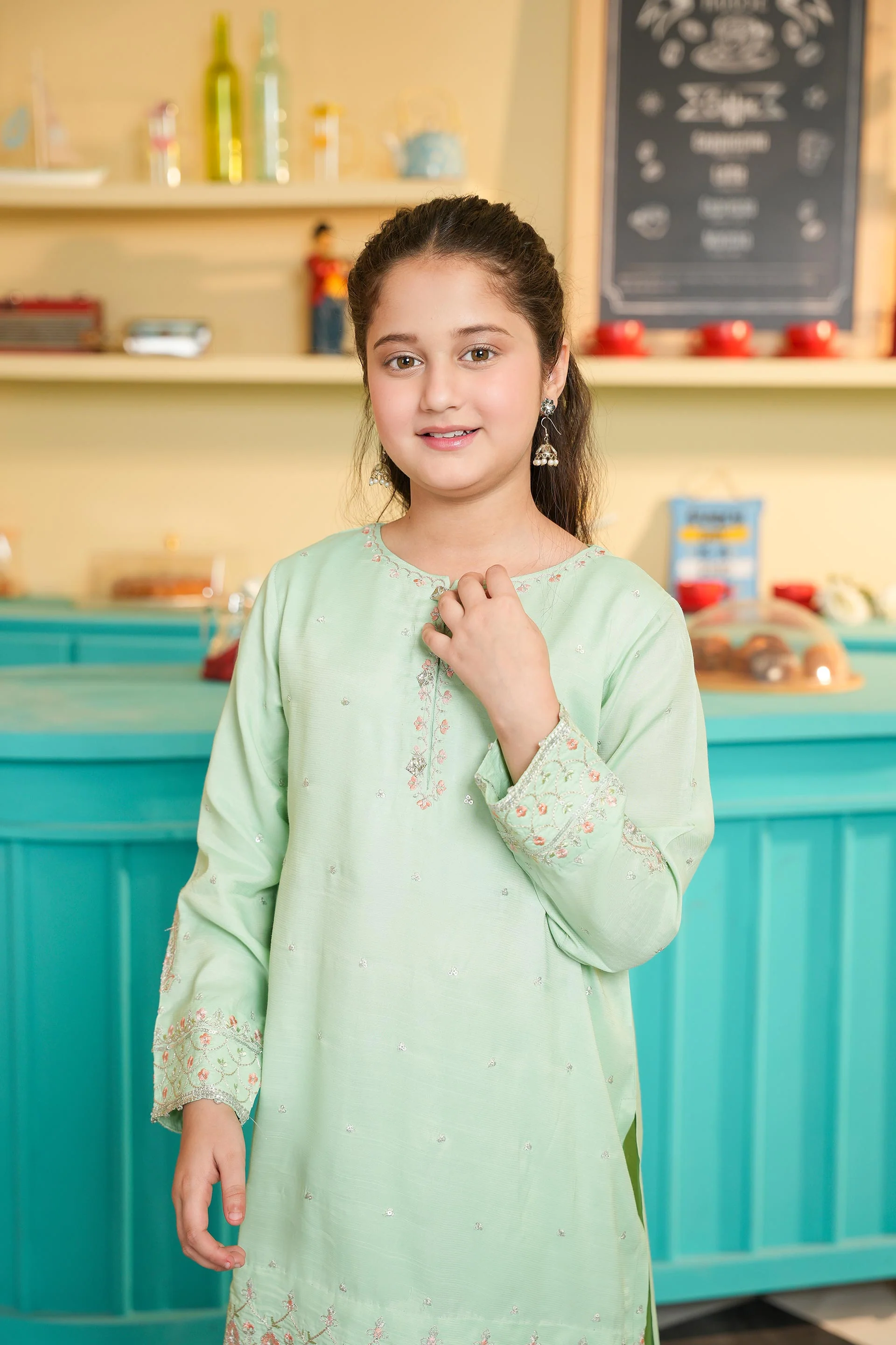 Embroidered Shirt With Gharara And Organza Embroidered Dupatta. (EFW-06) - Image 2