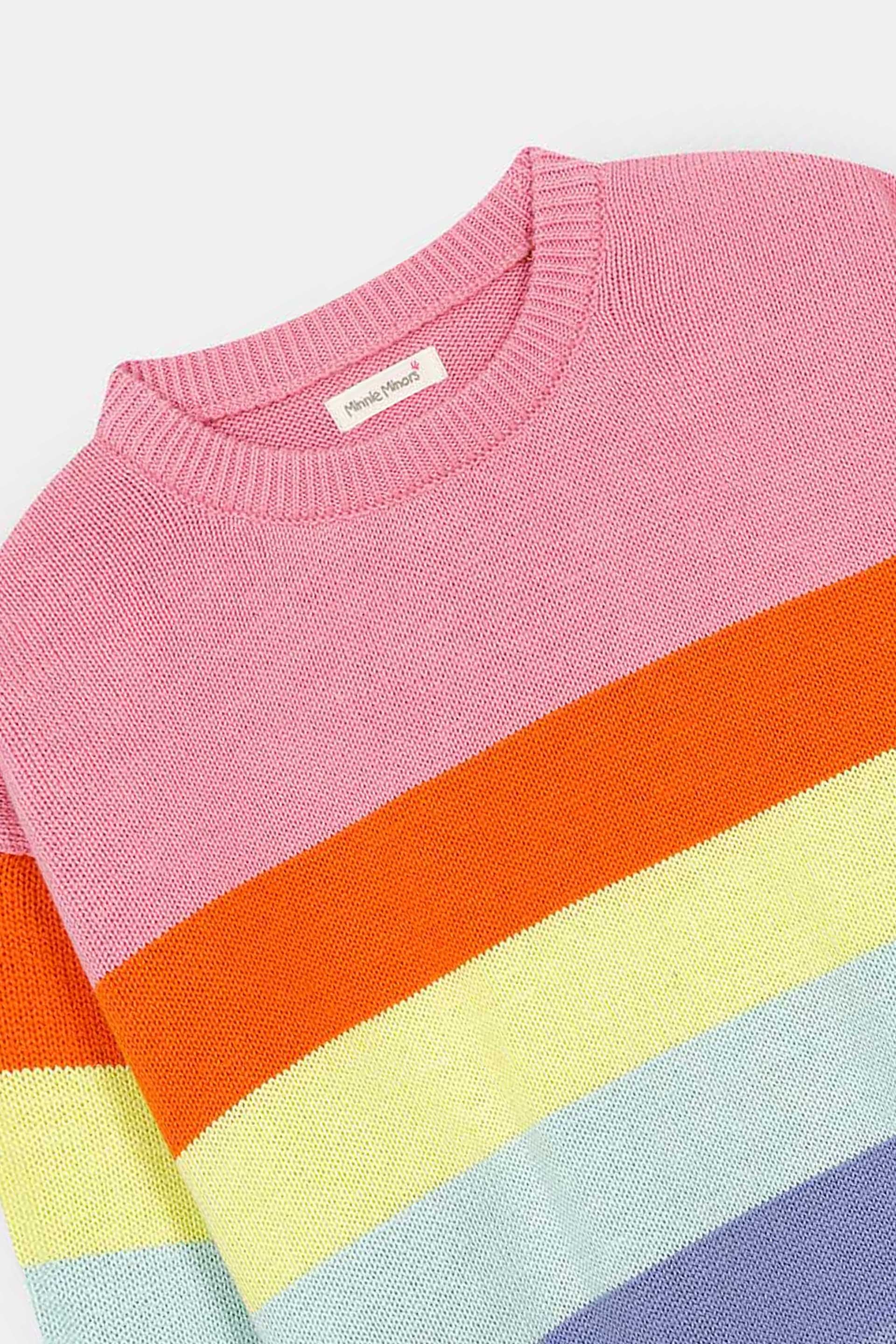 Girls Multi Stripped Crew Neck Drop Shoulder Sweater (GMMS-218) - Image 2
