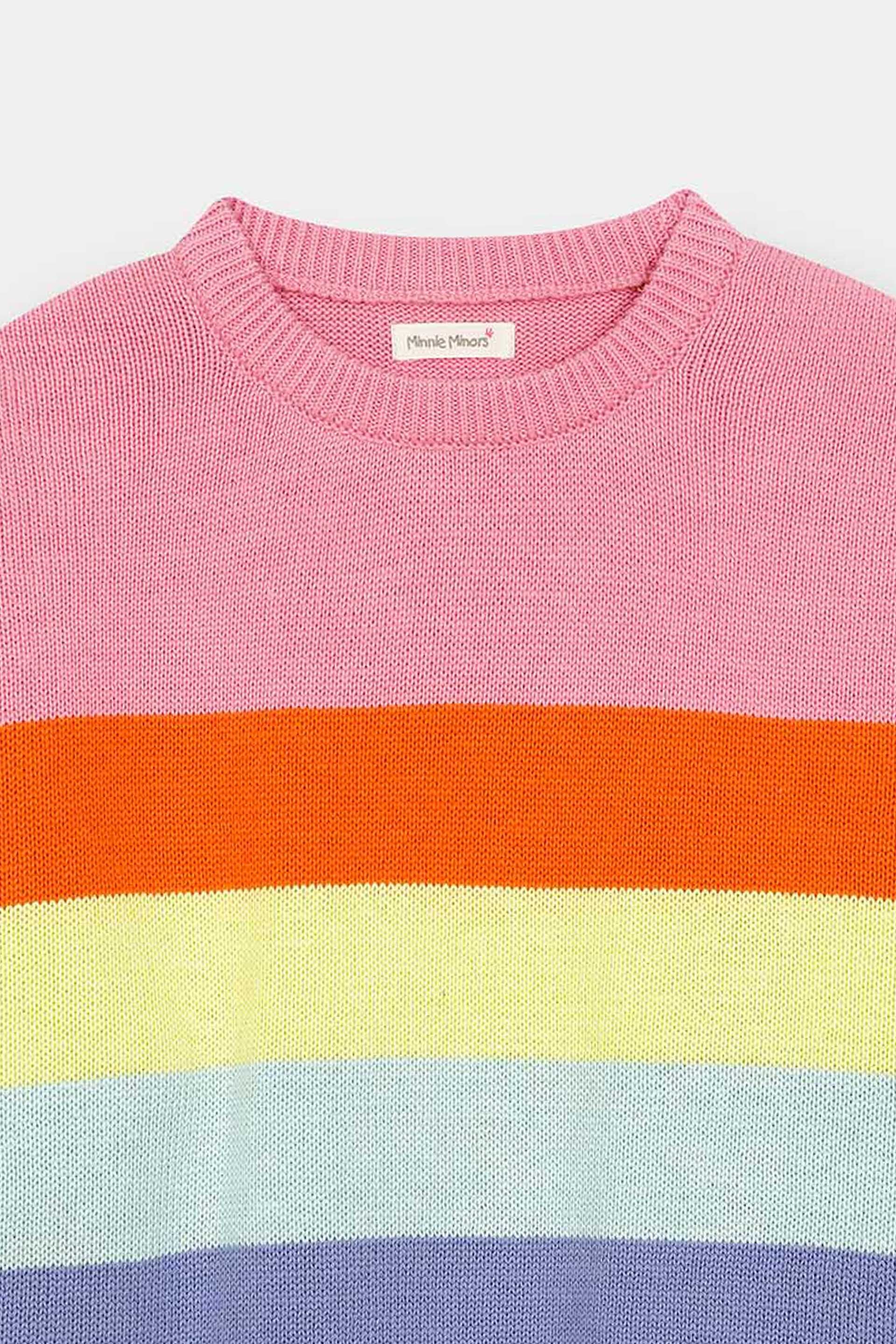 Girls Multi Stripped Crew Neck Drop Shoulder Sweater (GMMS-218) - Image 3